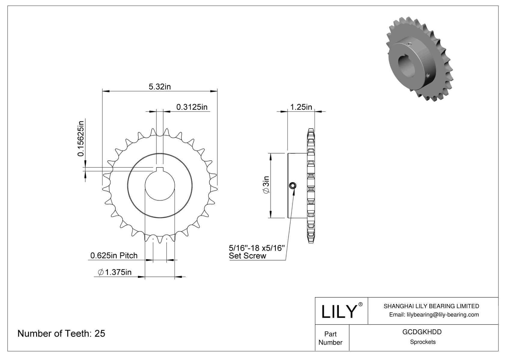 GCDGKHDD 用于 ANSI 滚子链的链轮 cad drawing