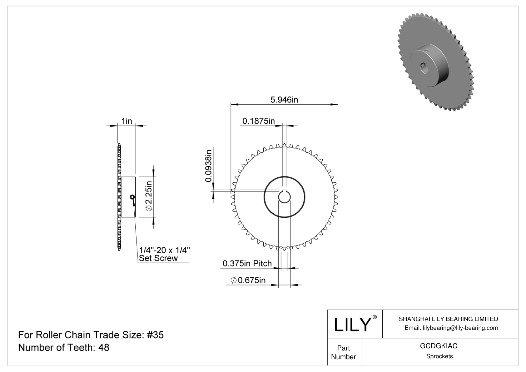 GCDGKIAC Sprockets for ANSI Roller Chain cad drawing