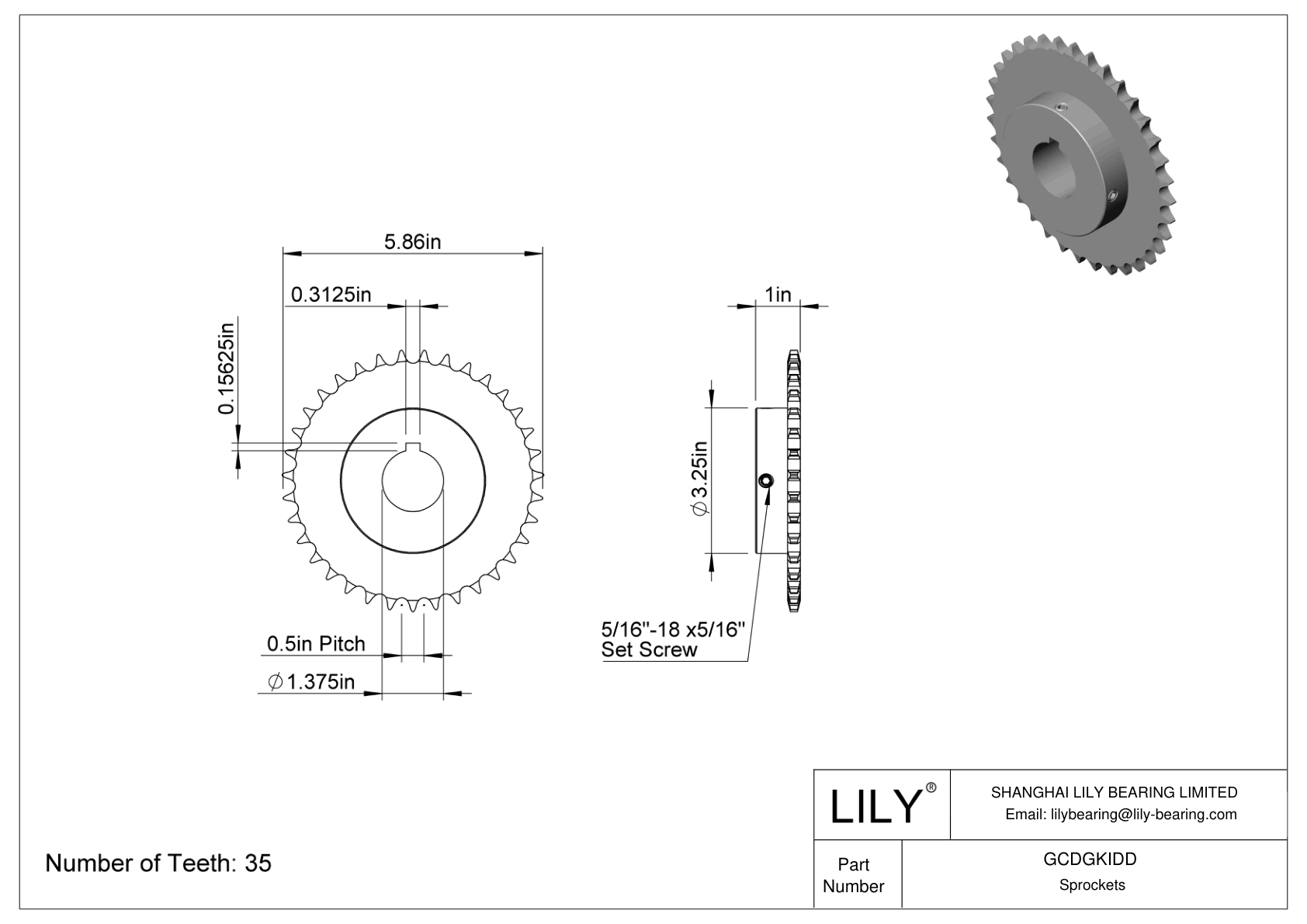 GCDGKIDD Sprockets for ANSI Roller Chain cad drawing