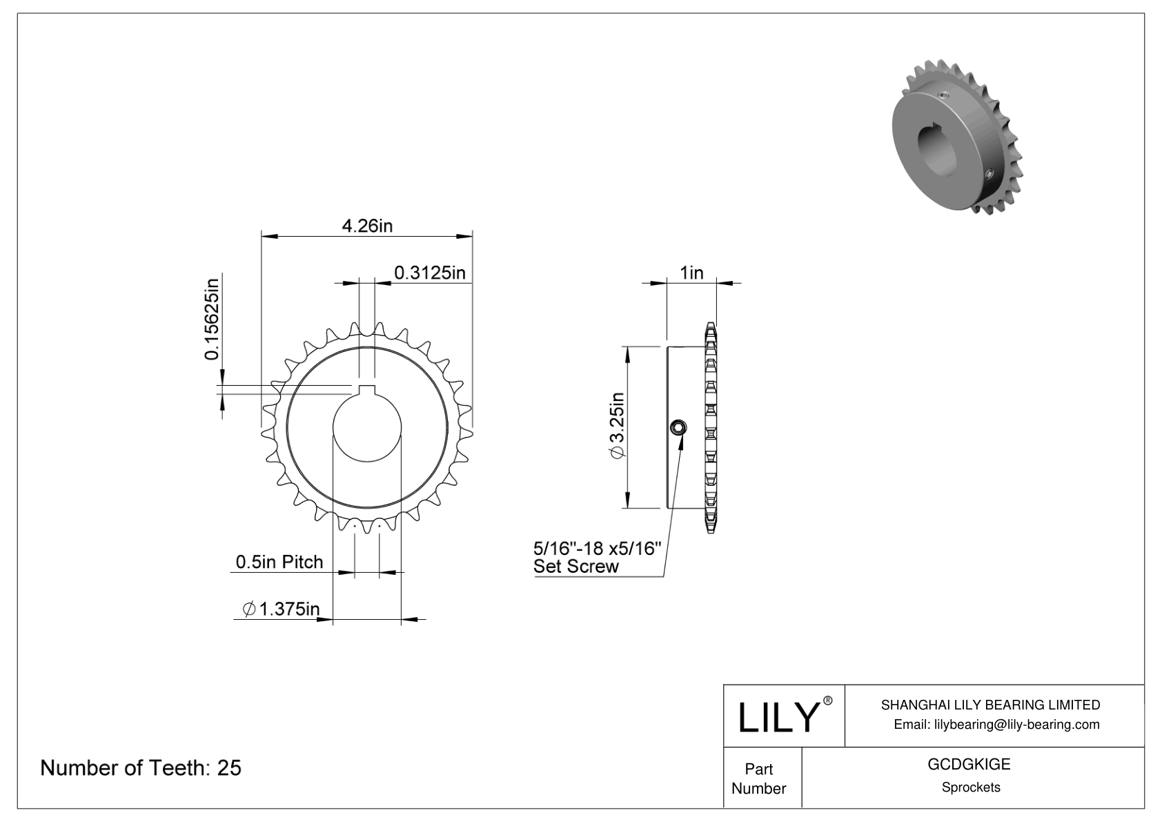 GCDGKIGE Sprockets for ANSI Roller Chain cad drawing