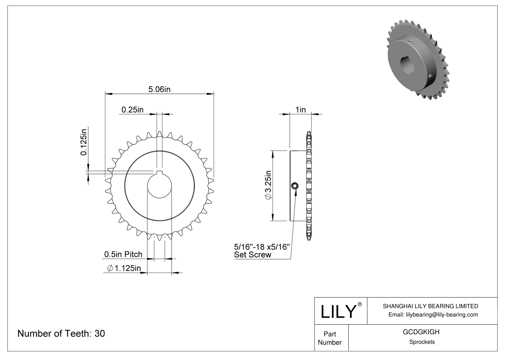 GCDGKIGH Piñones para cadena de rodillos ANSI cad drawing