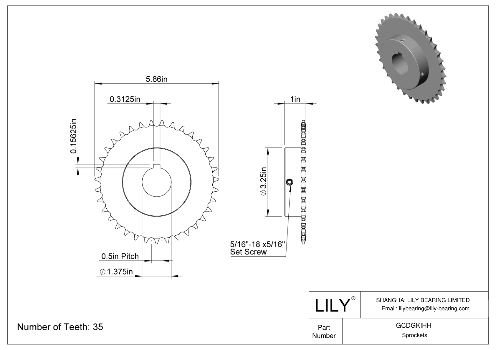 GCDGKIHH Sprockets for ANSI Roller Chain cad drawing