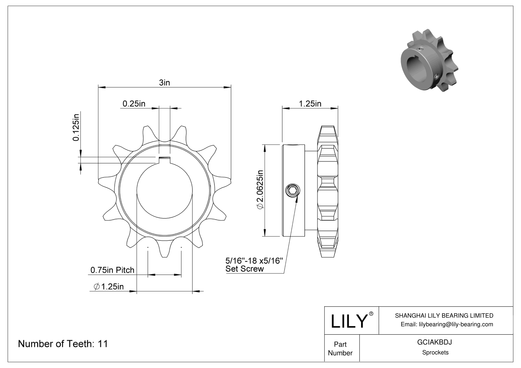 GCIAKBDJ 用于 ANSI 滚子链的链轮 cad drawing