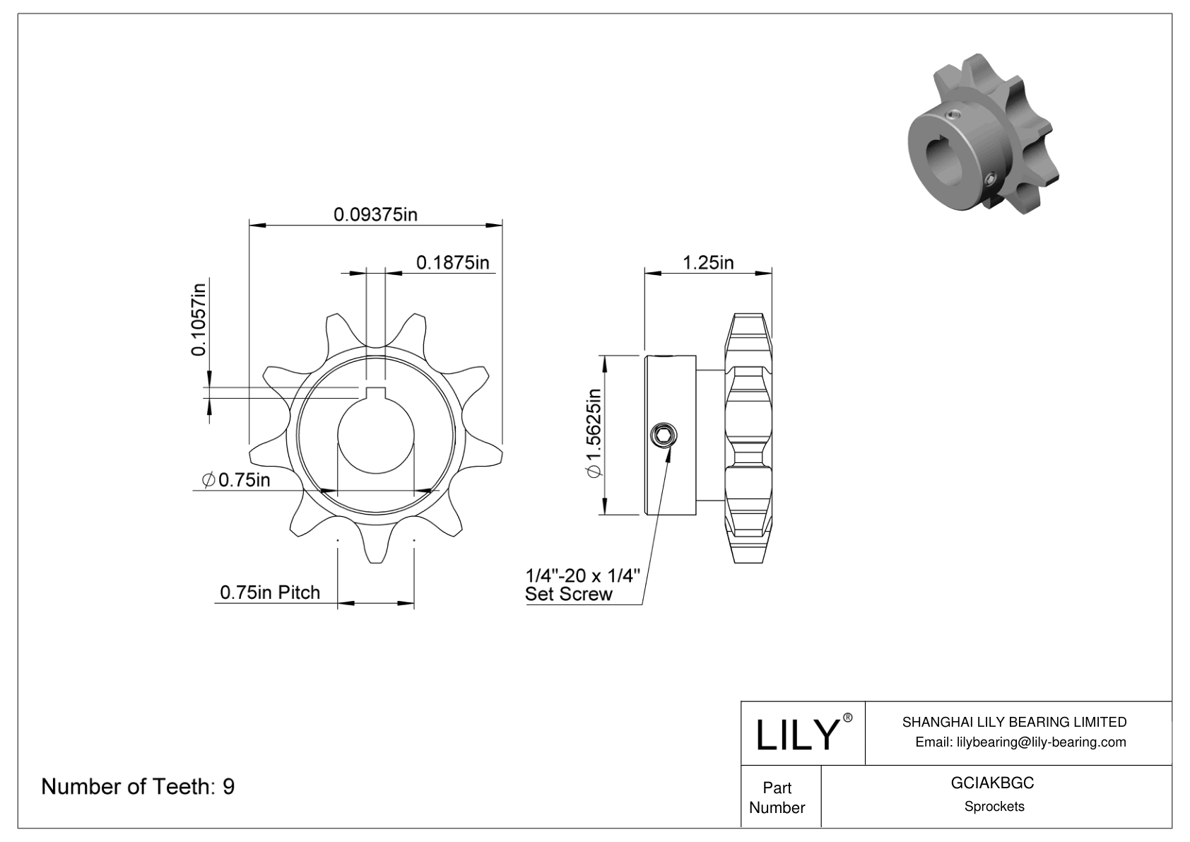 GCIAKBGC Sprockets for ANSI Roller Chain cad drawing