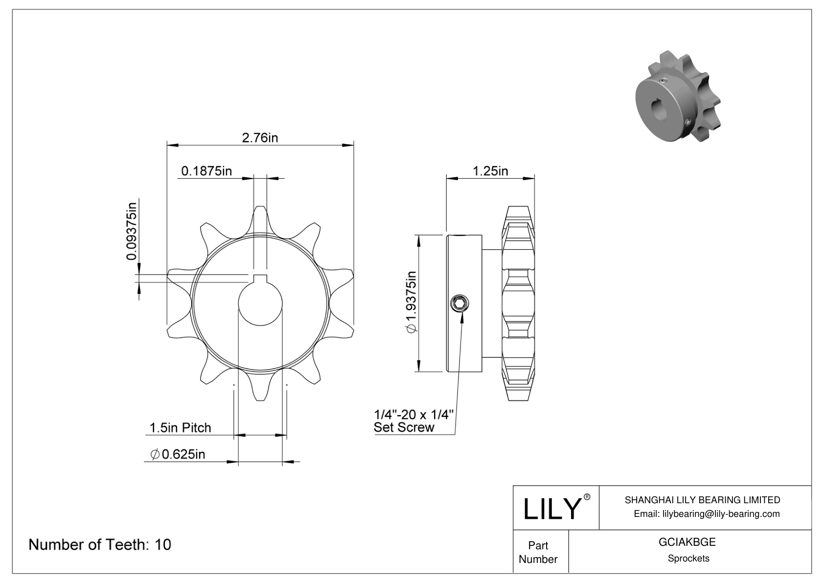 GCIAKBGE Sprockets for ANSI Roller Chain cad drawing