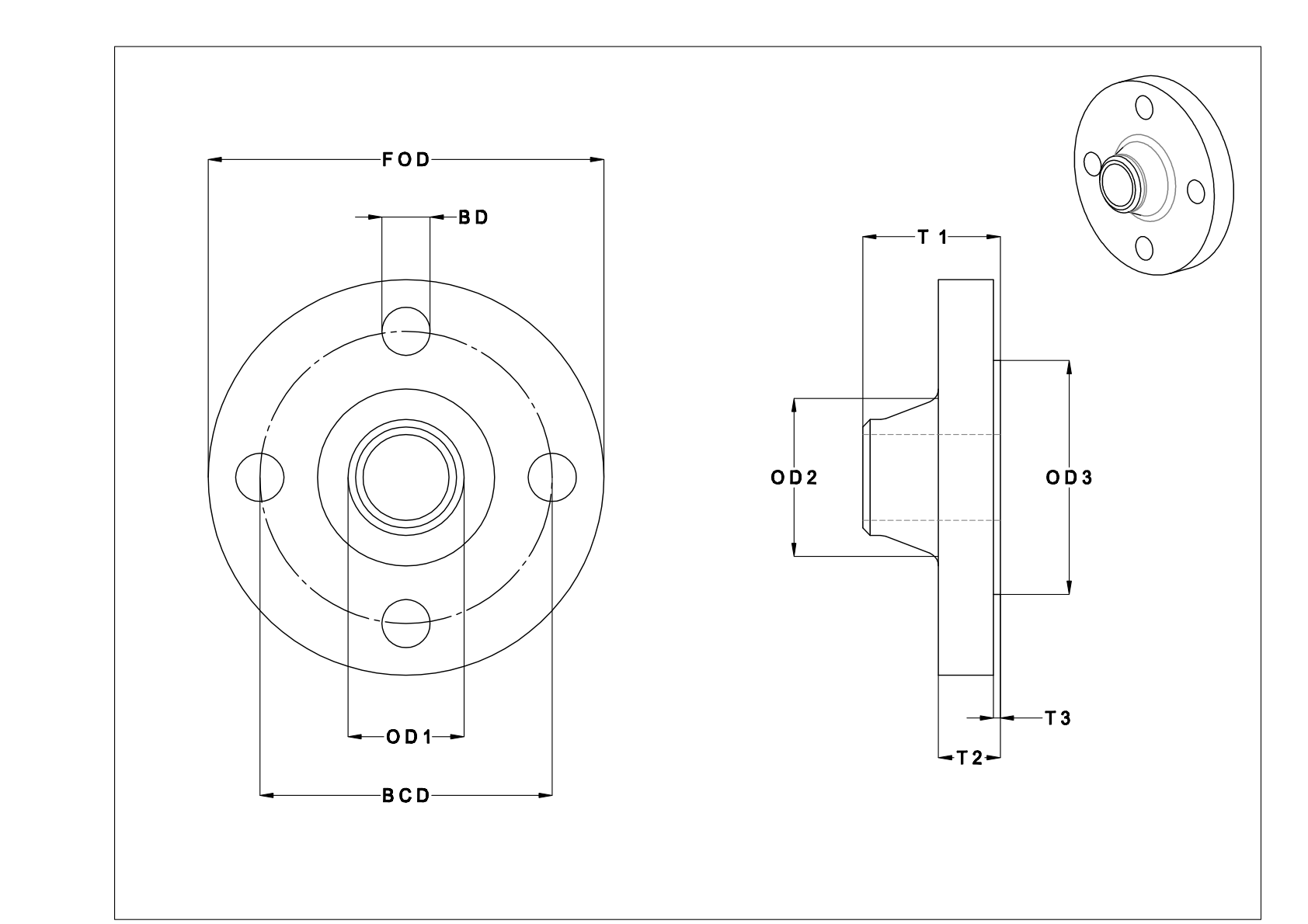 BBDCTBC Bridas de acero para tubos sin roscar de baja presión cad drawing