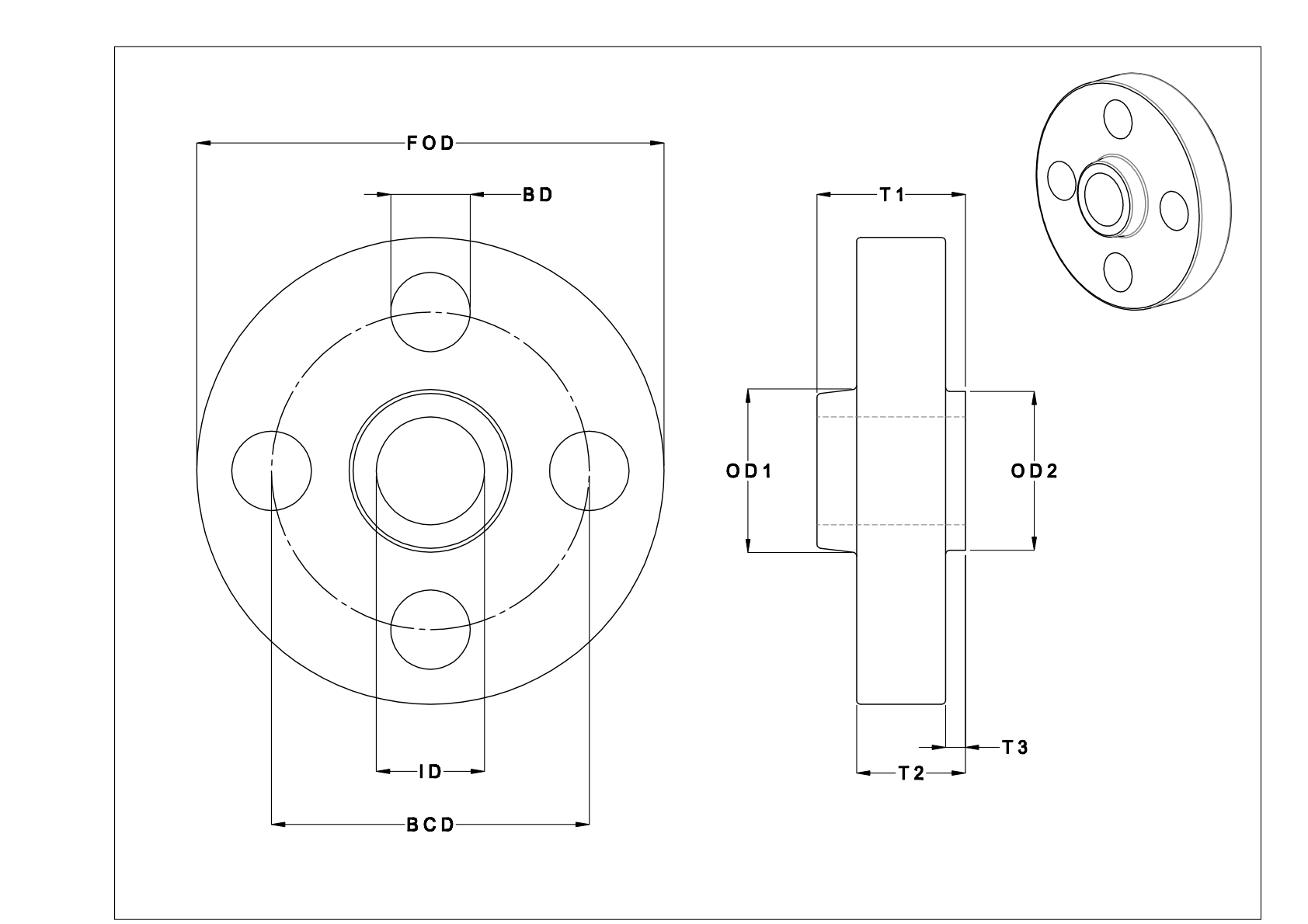 BBDJTFB Extreme-Pressure Steel Unthreaded Pipe Flanges cad drawing