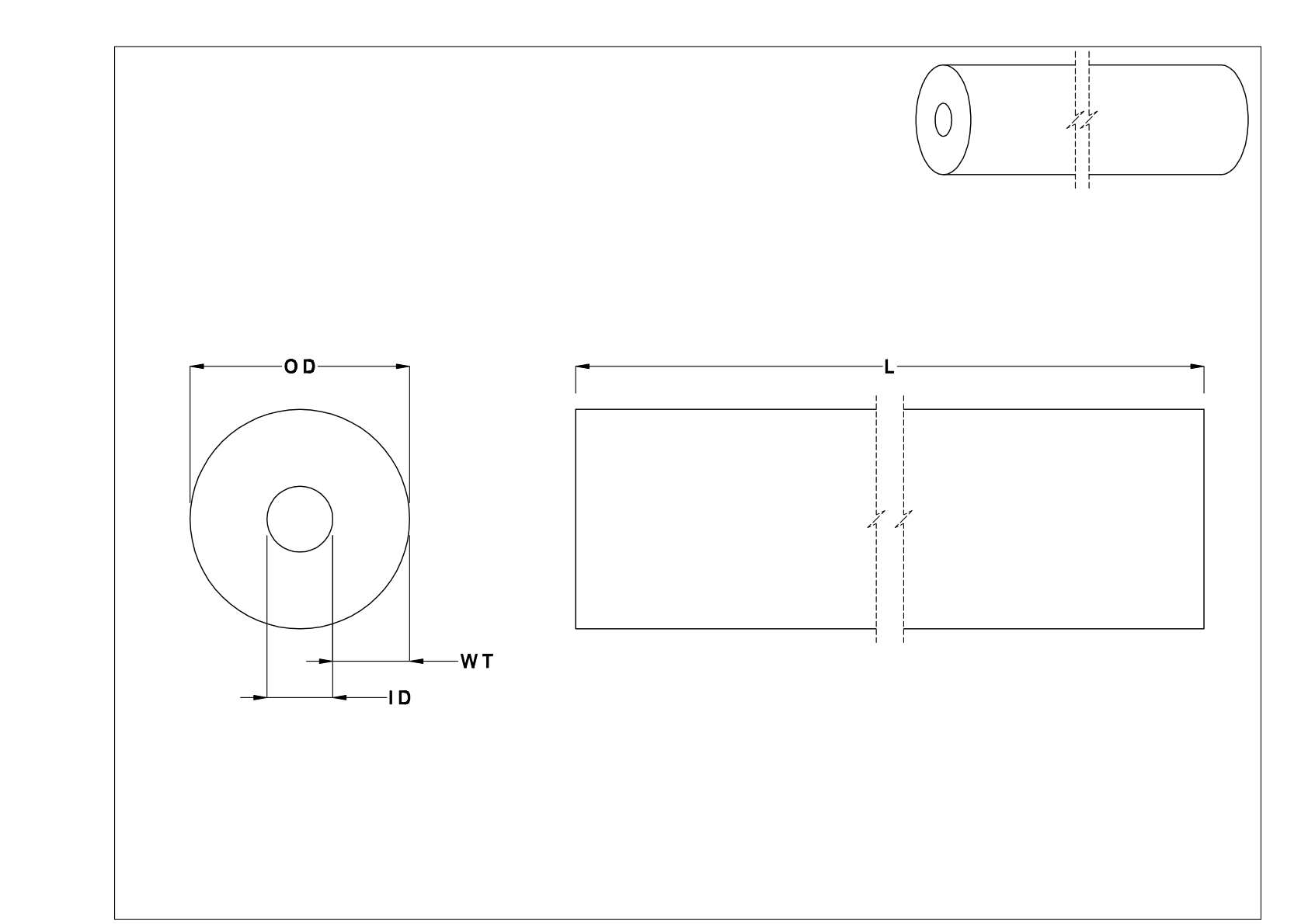 BBFFTCC Extra-Thick-Wall Steel Unthreaded Pipe cad drawing