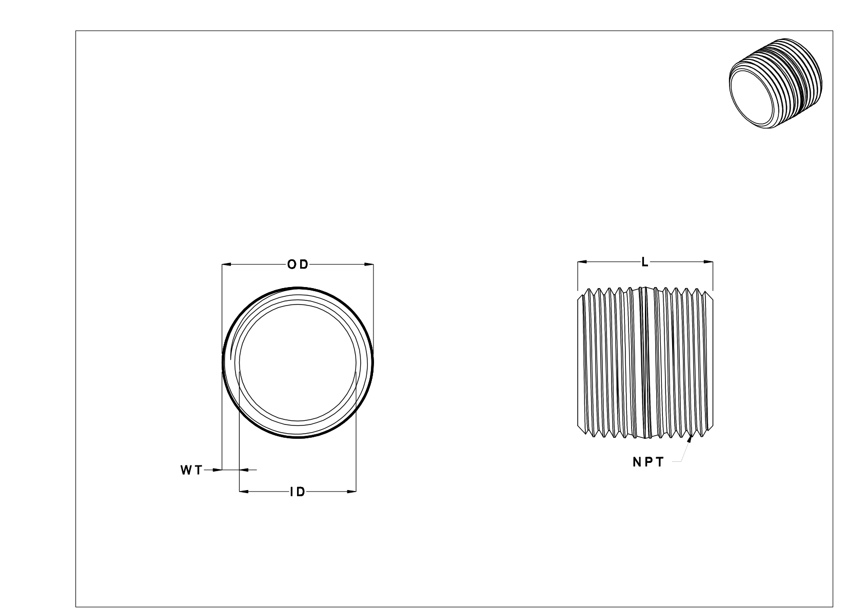 BEJDNBAB High-Pressure Brass Threaded Pipe Nipples and Pipe for Drinking Water cad drawing