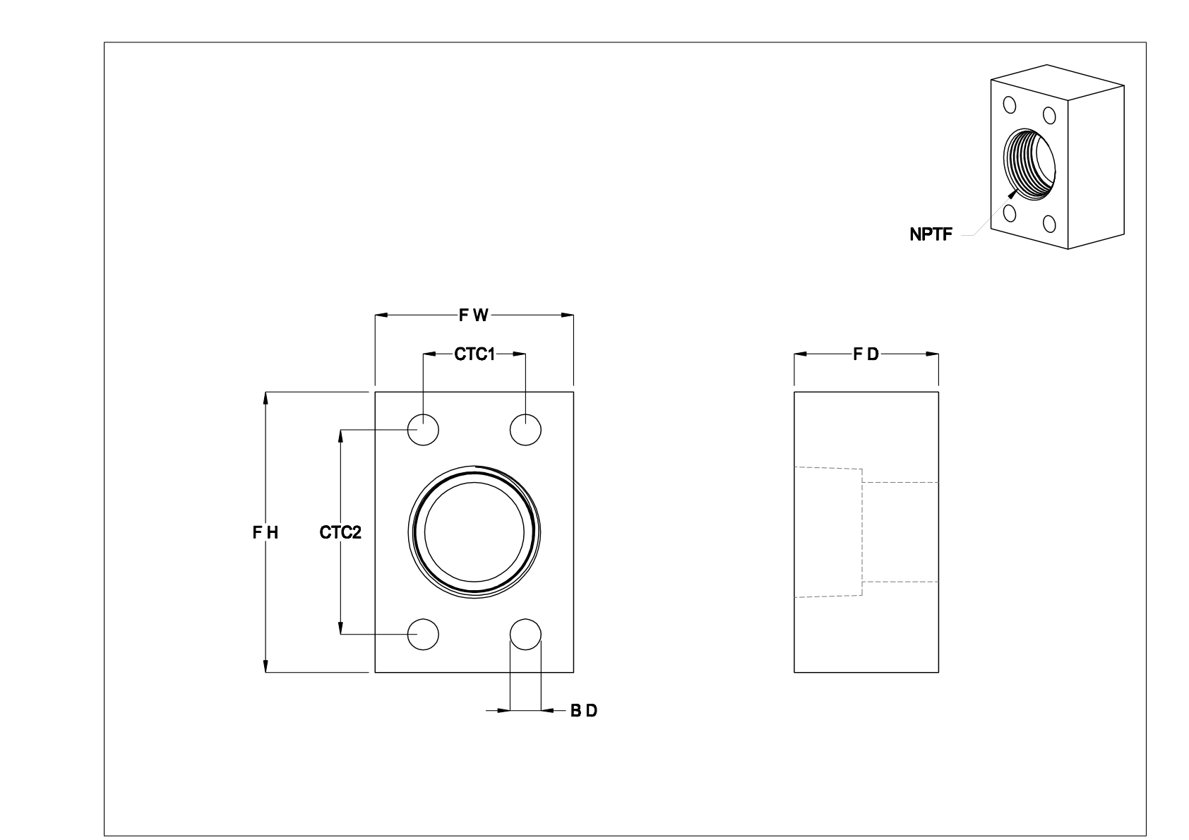 BHCDNBD High-Pressure Stainless Steel Threaded SAE Pipe Flanges cad drawing