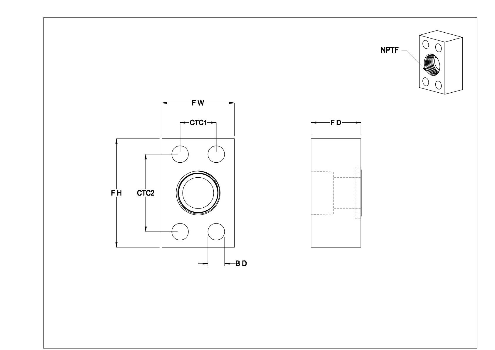 BHCDNBI High-Pressure Stainless Steel Threaded SAE Pipe Flanges cad drawing