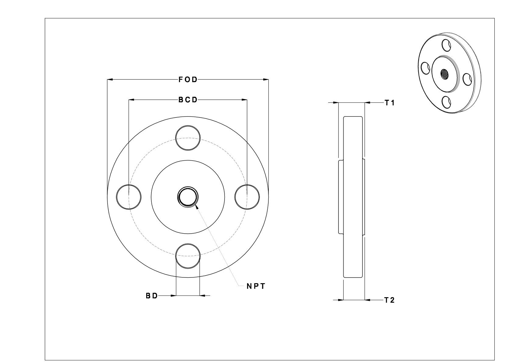 BIACNBI Bridas roscadas de acero para tubos de baja presión cad drawing