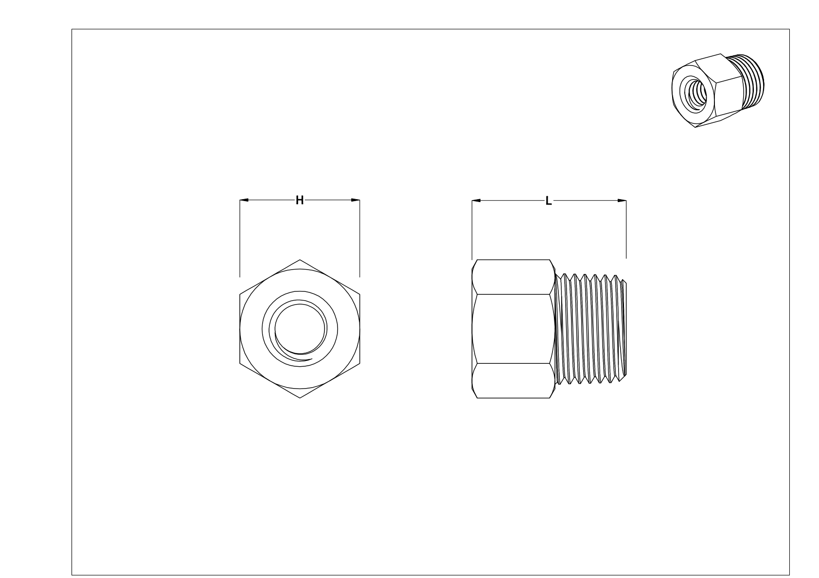 BIFJNBCC Miniature Medium-Pressure Aluminum Threaded Pipe Fittings cad drawing