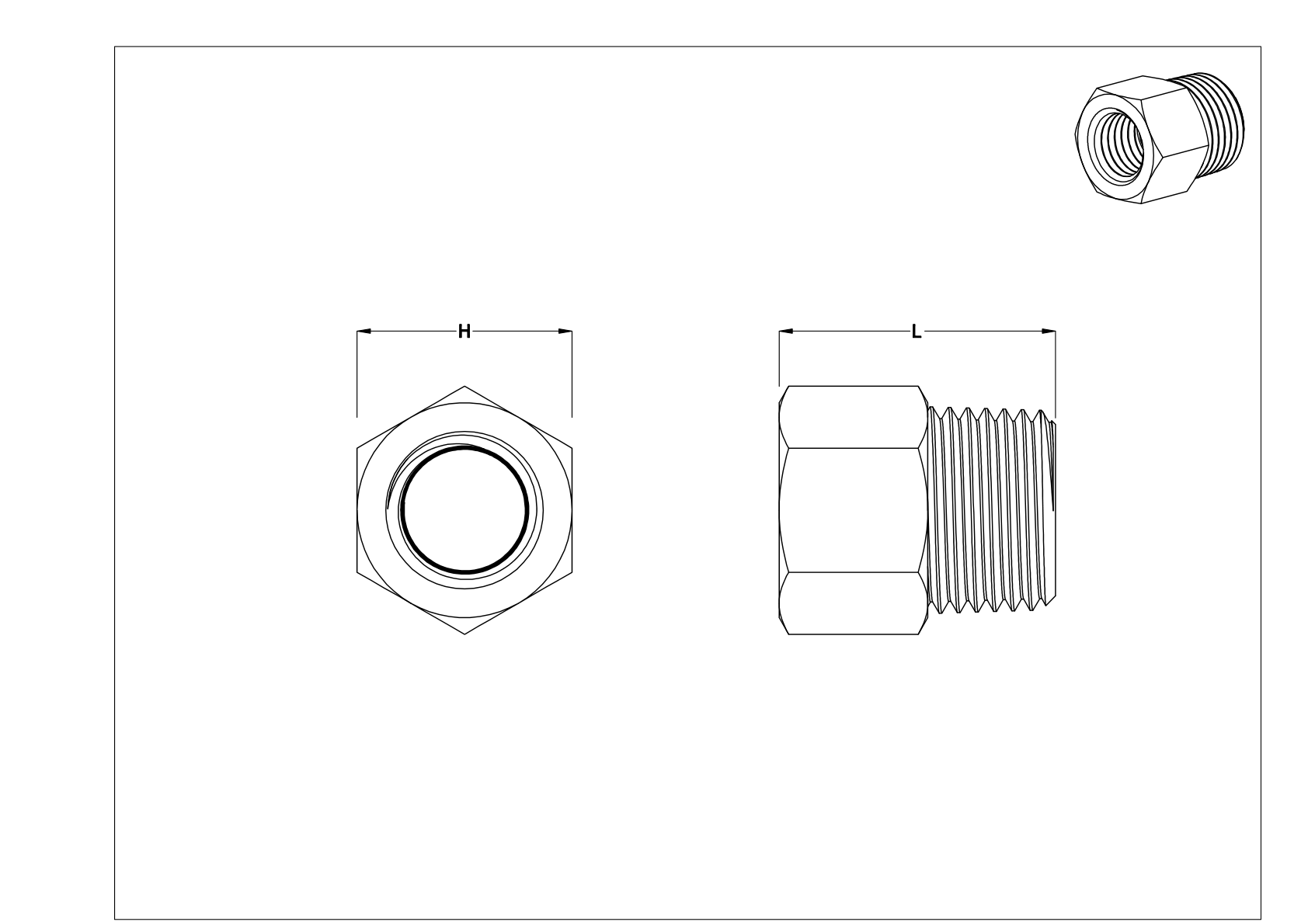 BIFJNBDD Miniature Medium-Pressure Aluminum Threaded Pipe Fittings cad drawing