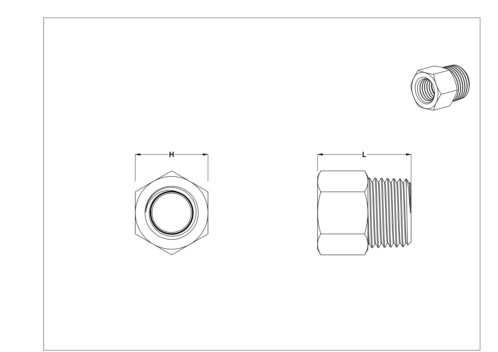 BIFJNBFF Miniature Medium-Pressure Aluminum Threaded Pipe Fittings cad drawing