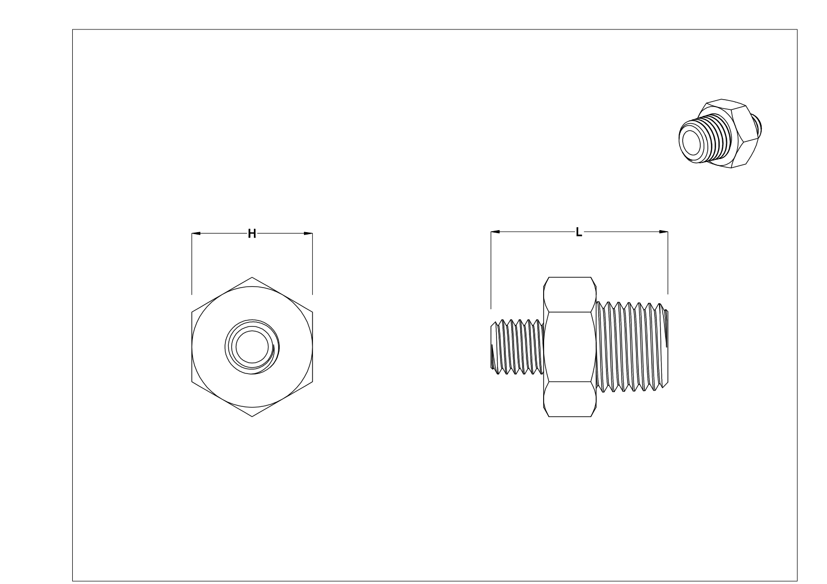 BIFJNBGI 微型中压铝制螺纹管接头 cad drawing