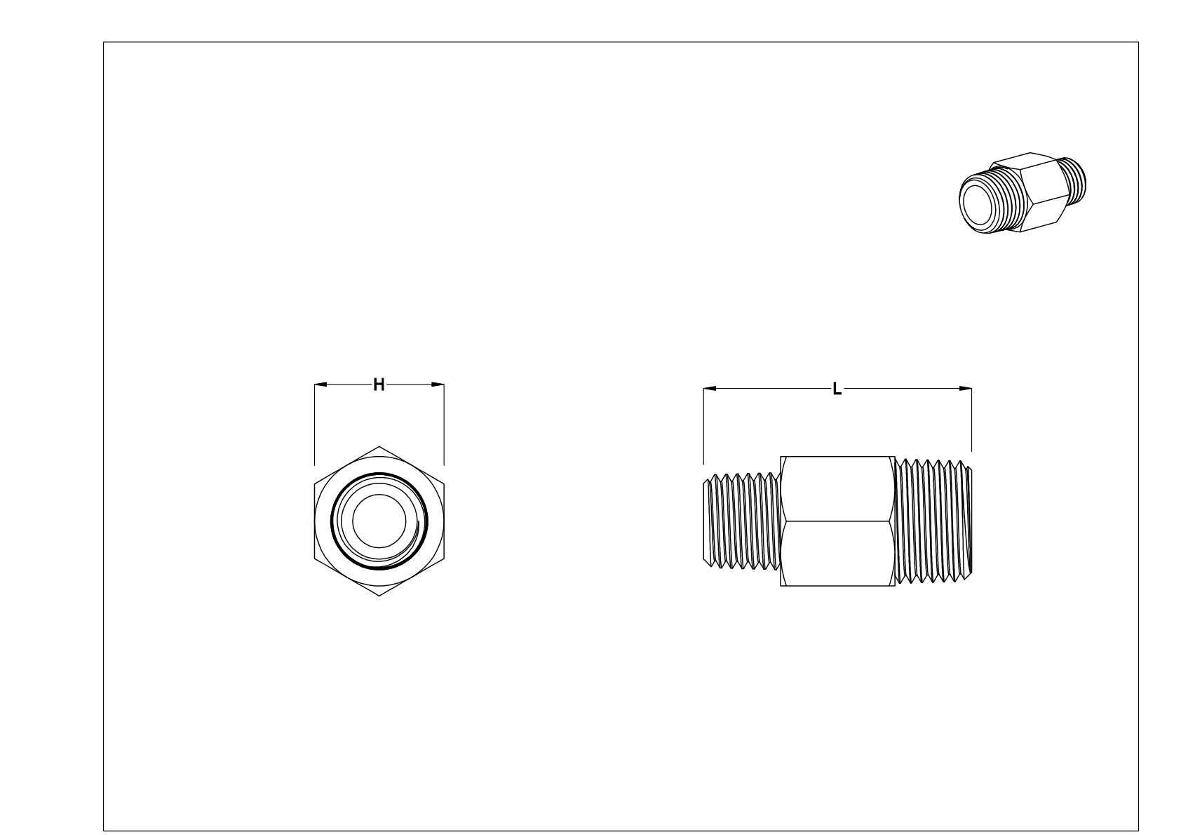 BIFJNBIJ Racores roscados miniatura de aluminio para media presión cad drawing