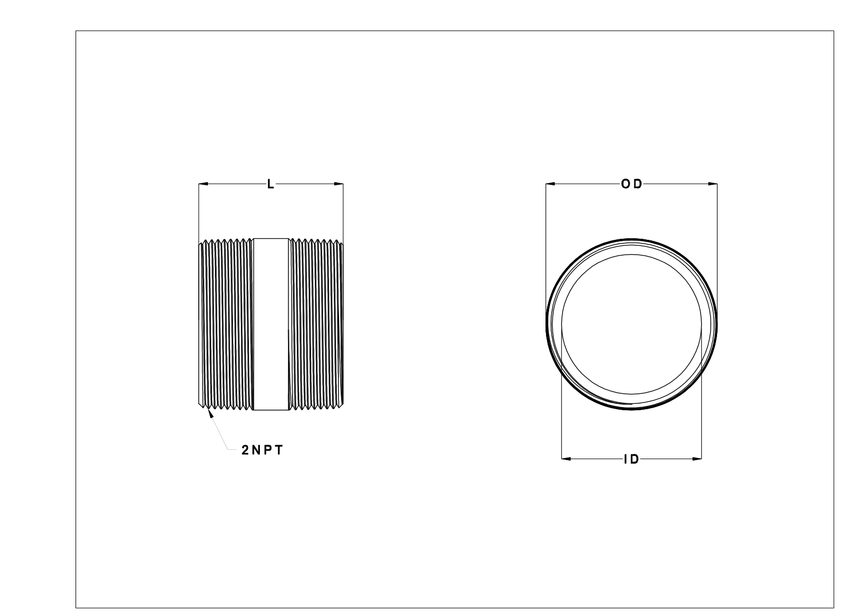 BIGHNBB Espigas y tubos roscados de acero y hierro galvanizado de pared gruesa cad drawing