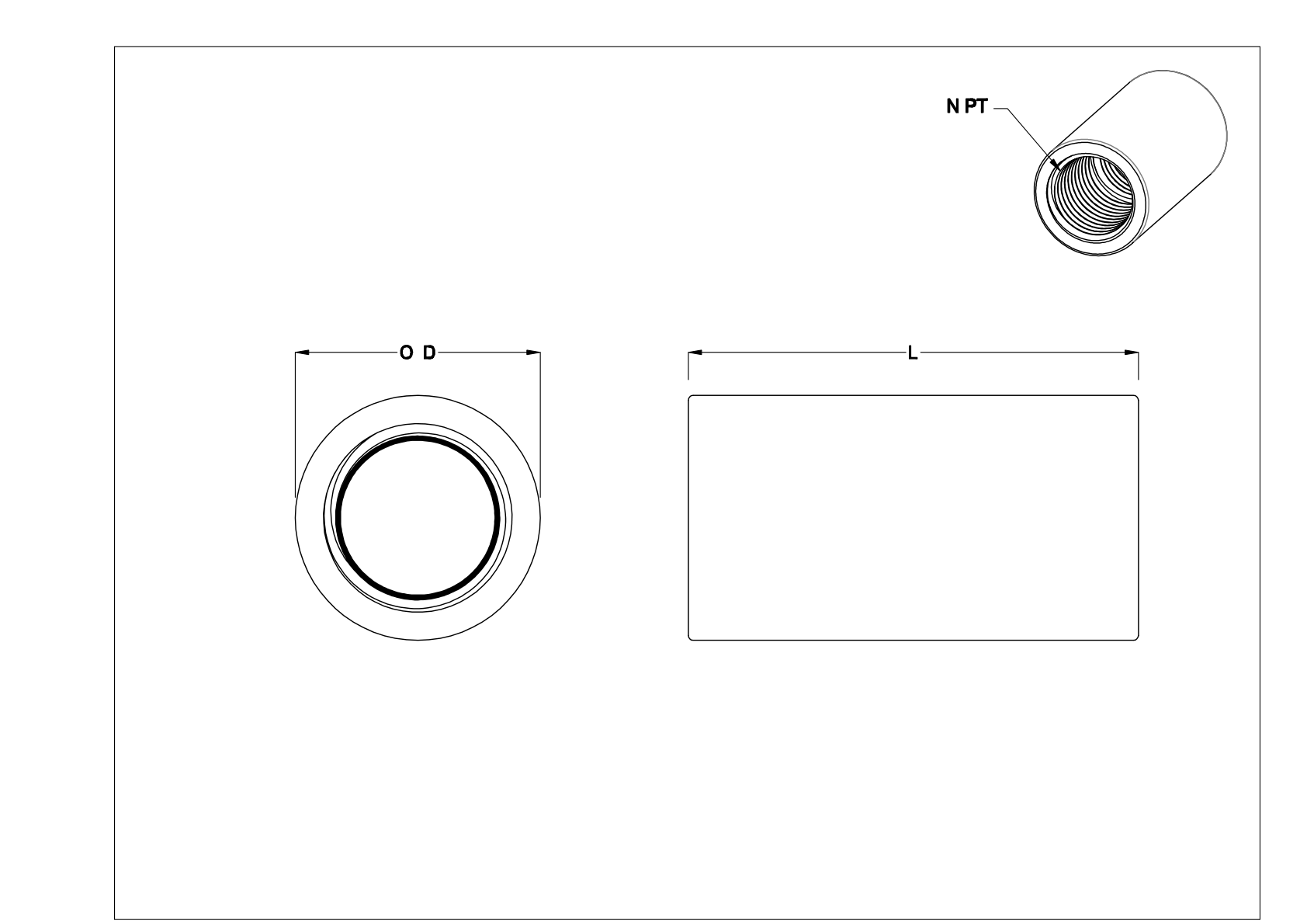 BJGBKCF Titanium Threaded Pipe Fittings cad drawing