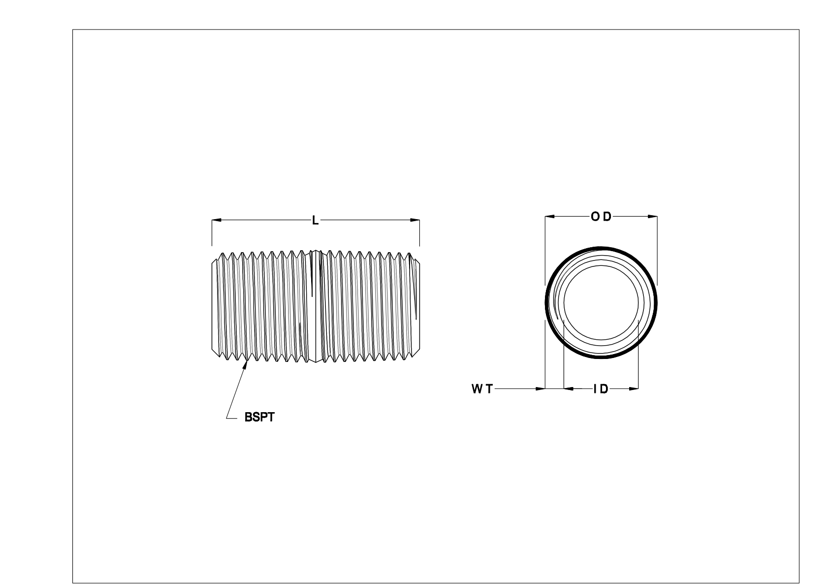 CECHKDB 标准壁不锈钢螺纹管接头和管道 cad drawing