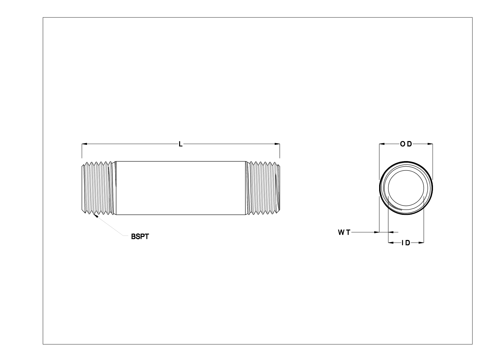 CECHKGEG 标准壁不锈钢螺纹管接头和管道 cad drawing