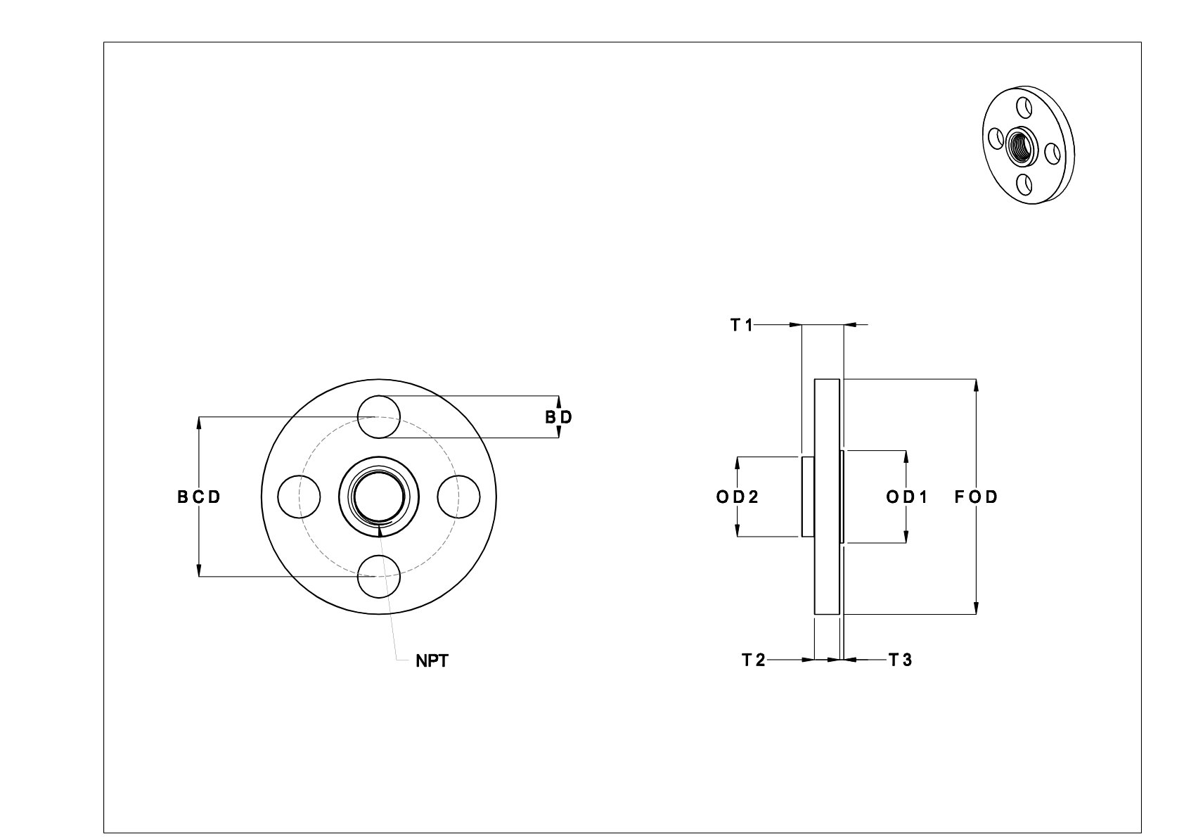 EEGJFKBB Low-Pressure Stainless Steel Threaded Pipe Flanges cad drawing