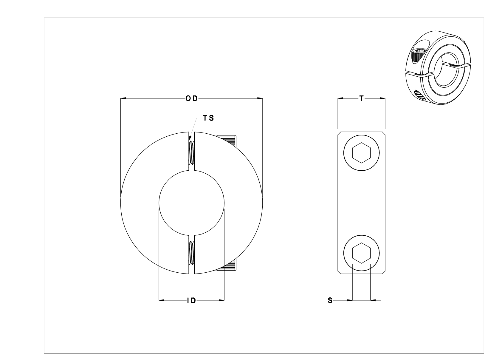 EBBDNBC Steel Clamping Two-Piece Pipe Collars cad drawing