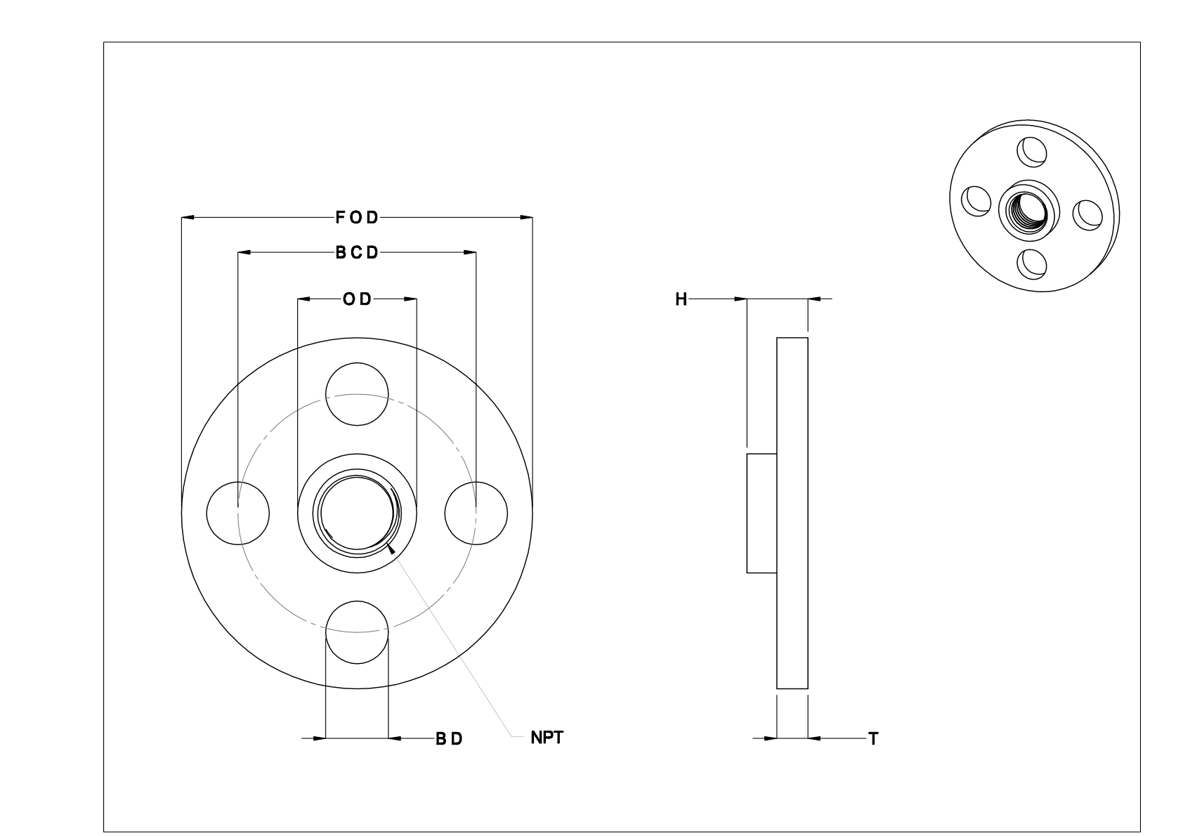 EDFAFKDFJ Bridas roscadas para tubos de acero inoxidable de baja presión cad drawing