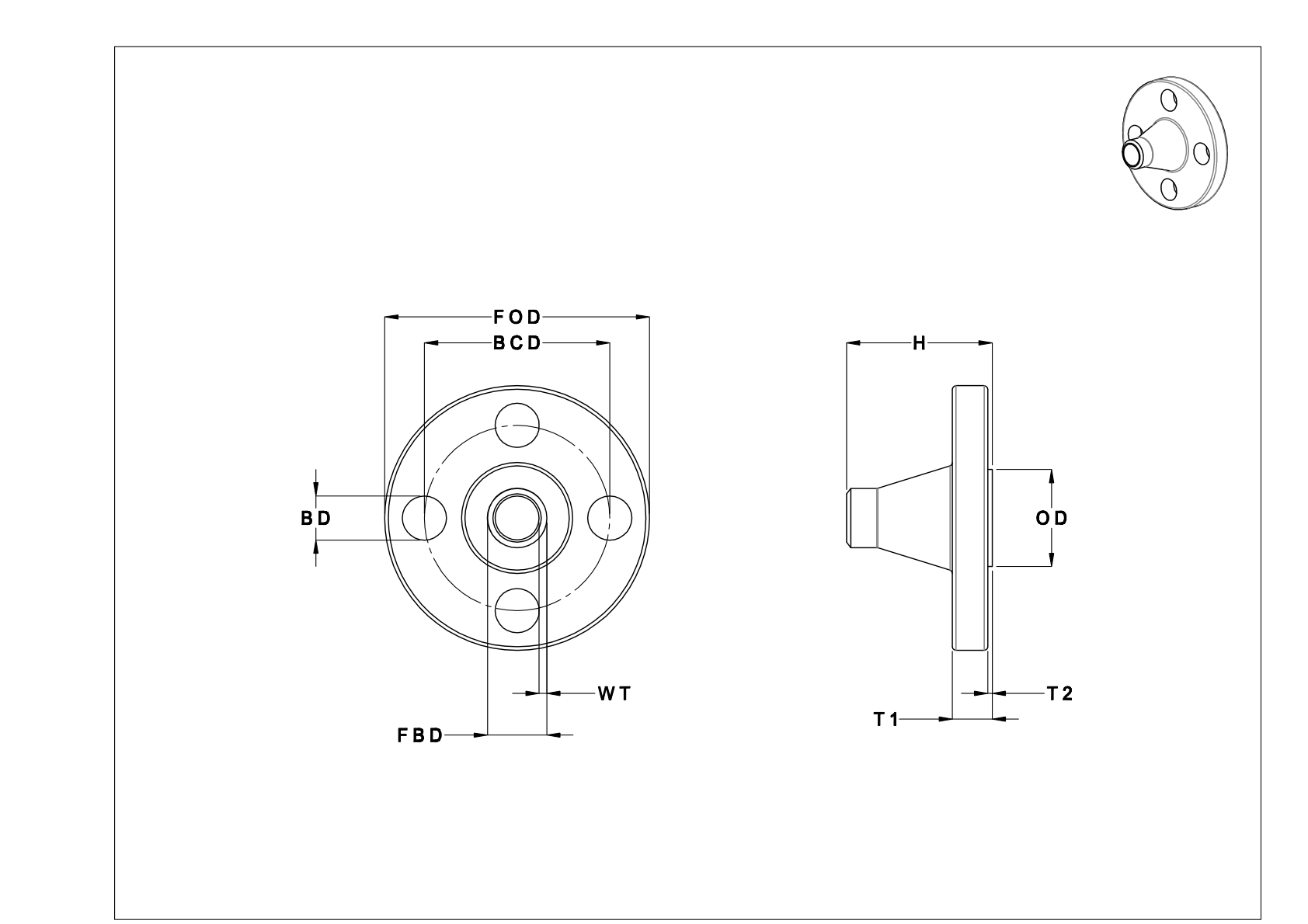 EEFCTCJI High-Pressure Stainless Steel Unthreaded Pipe Flanges cad drawing