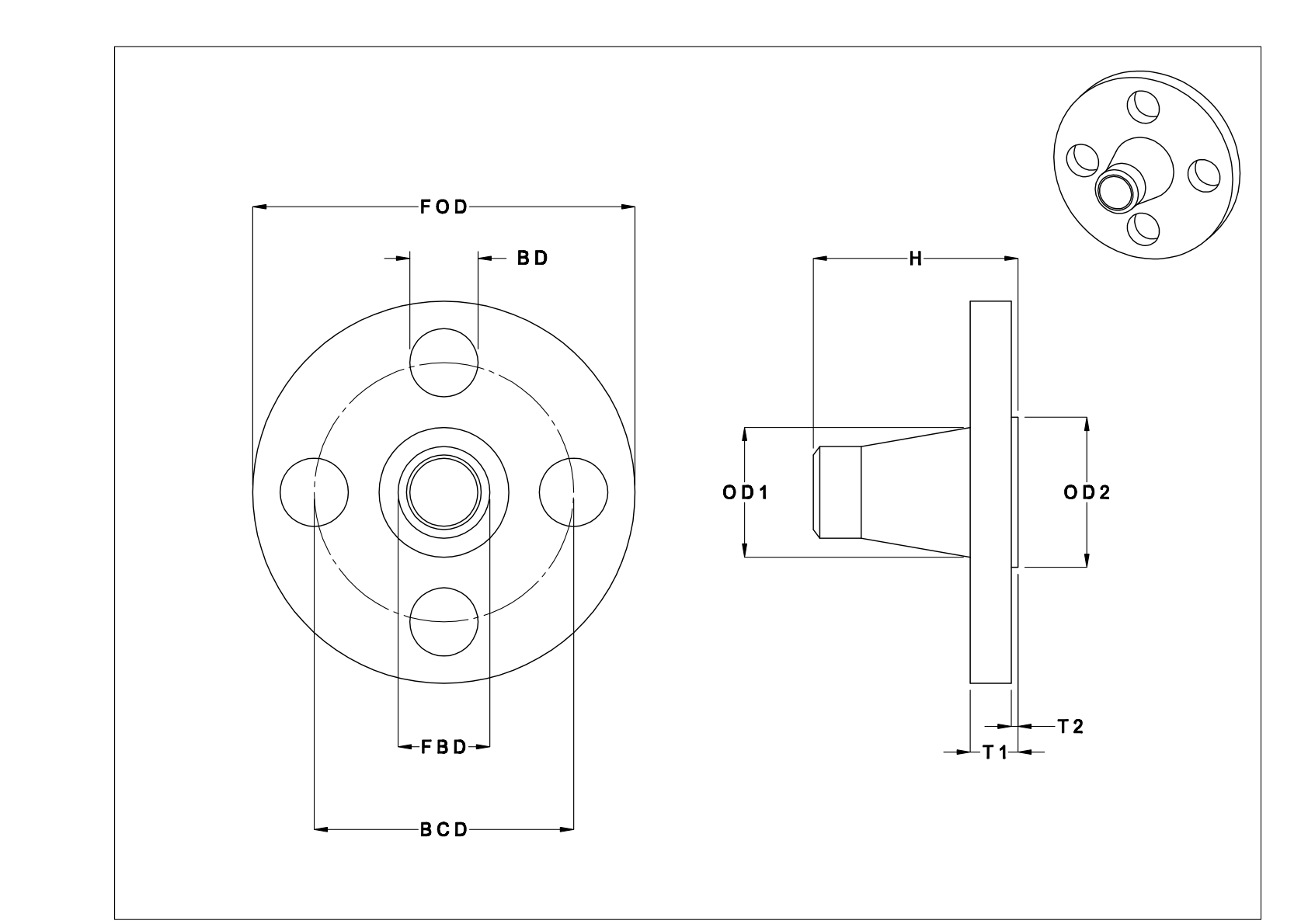 EEGIFKBHF Bridas para tubos sin roscar de acero inoxidable de baja presión cad drawing