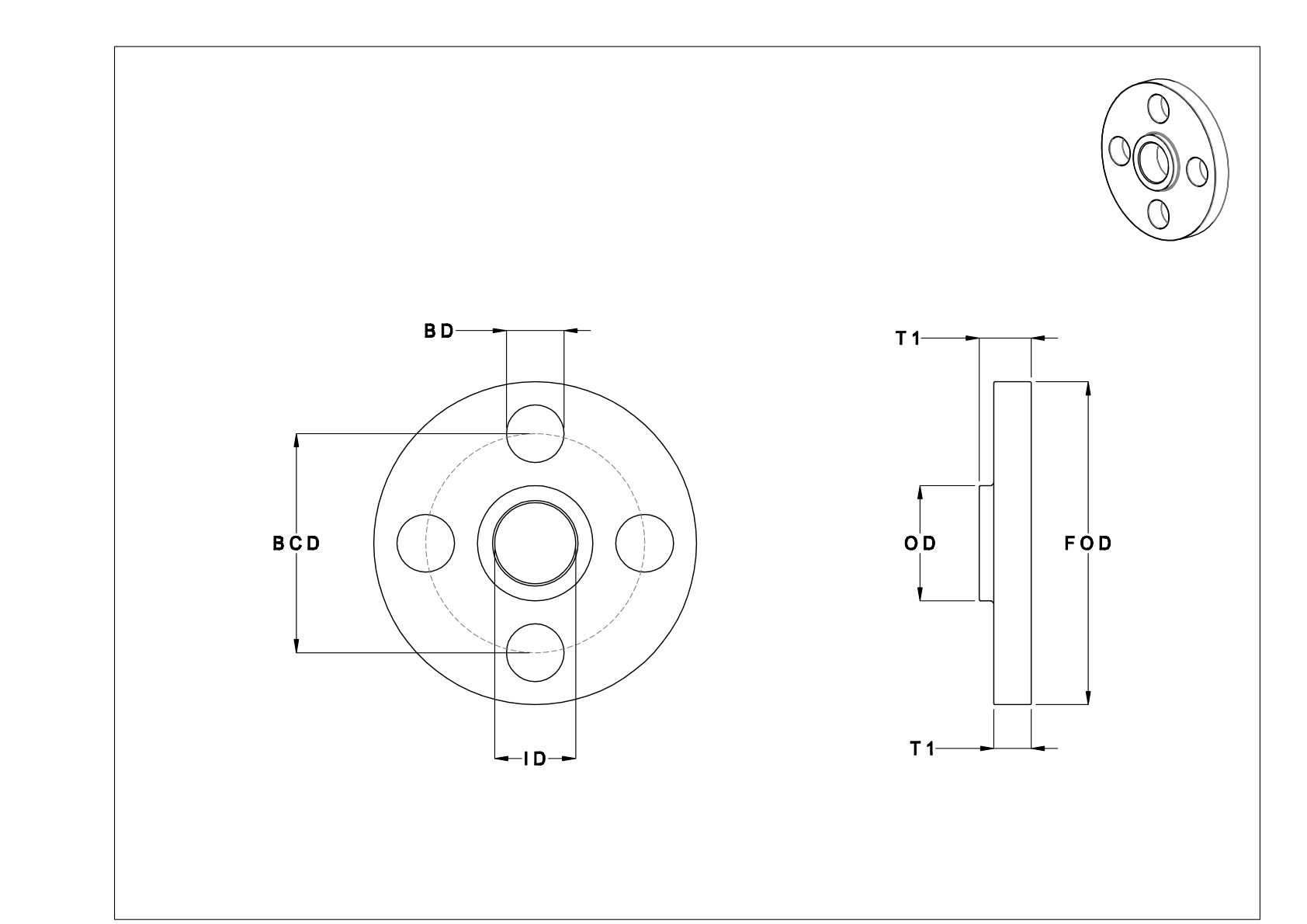 EEHAFKDGD Aluminum Unthreaded Pipe Flanges cad drawing