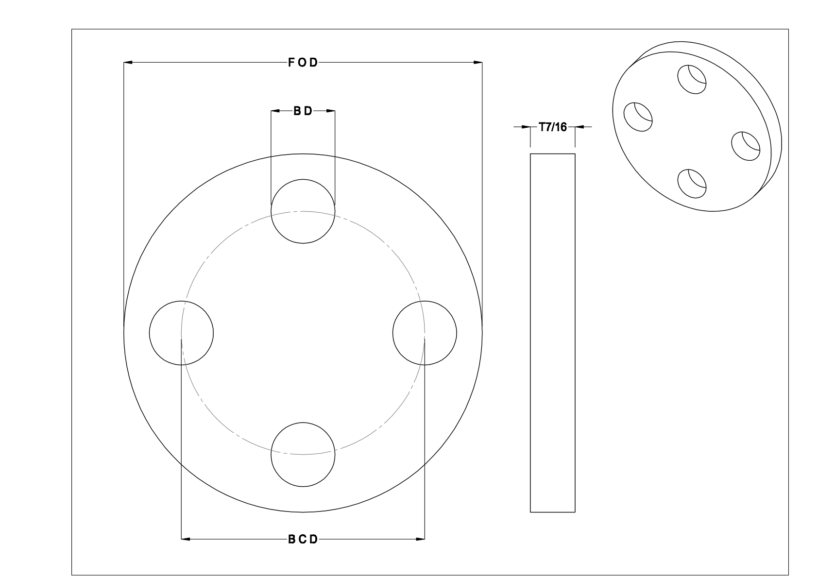 EEHAFKFDH Aluminum Unthreaded Pipe Flanges cad drawing