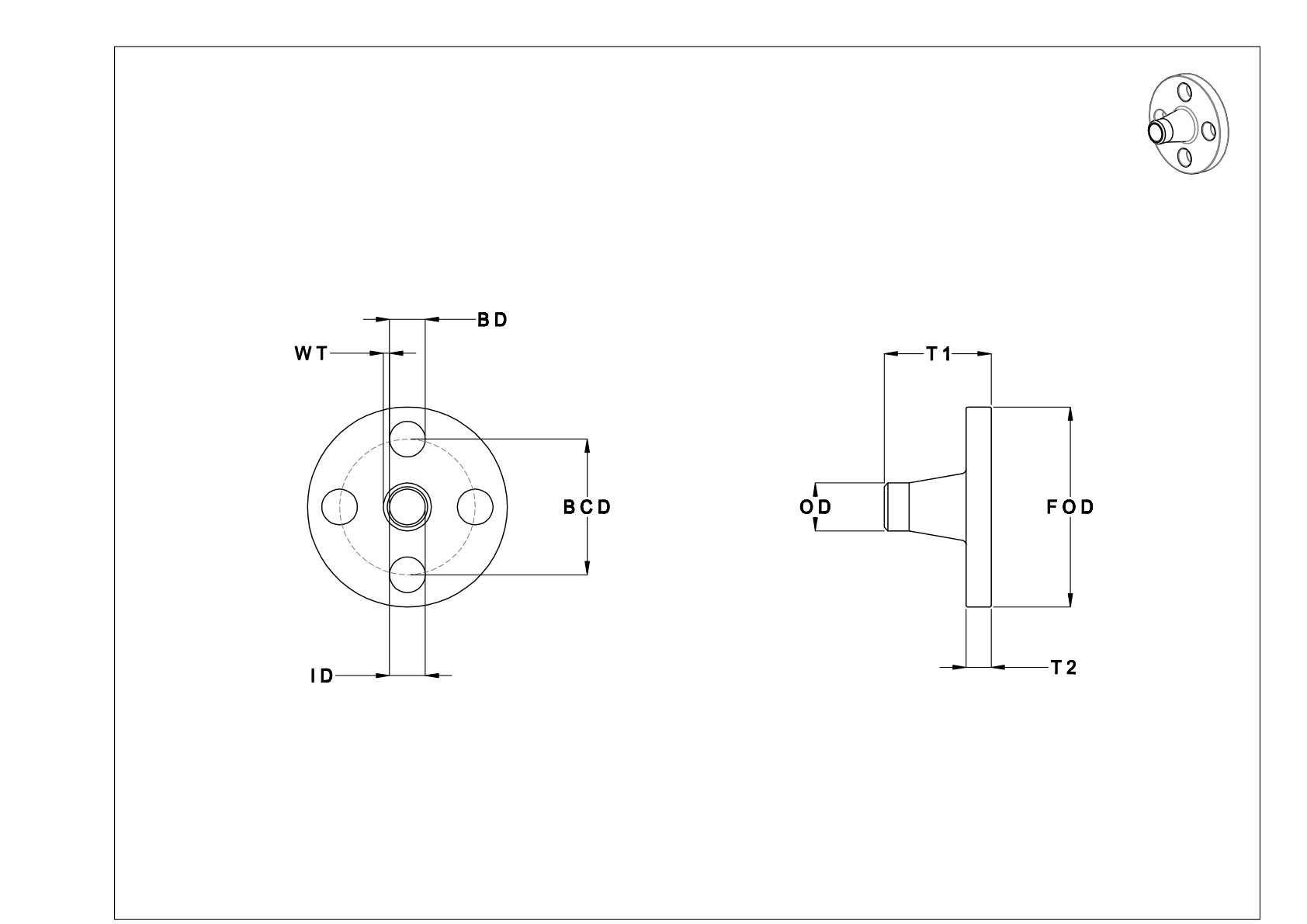 EEHAFKFFB Aluminum Unthreaded Pipe Flanges cad drawing