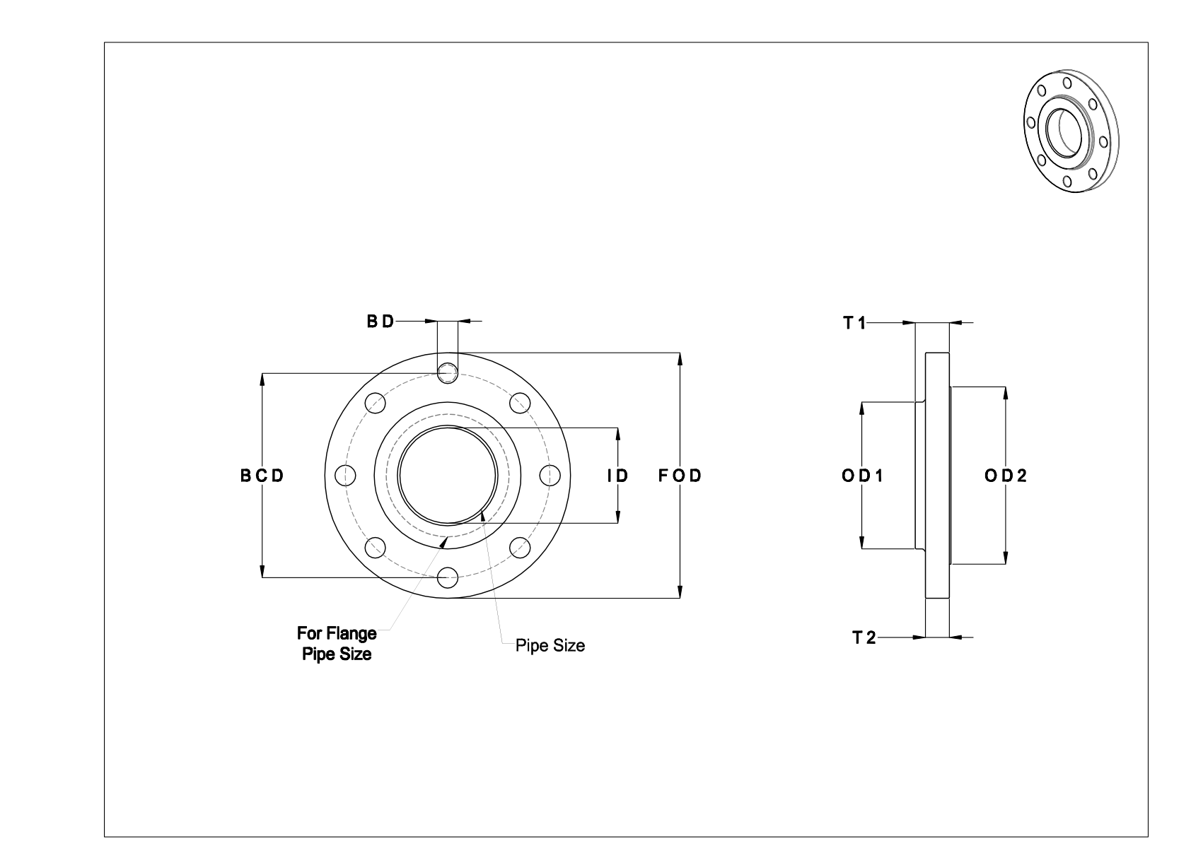 EEHAFKHHB Aluminum Unthreaded Pipe Flanges cad drawing