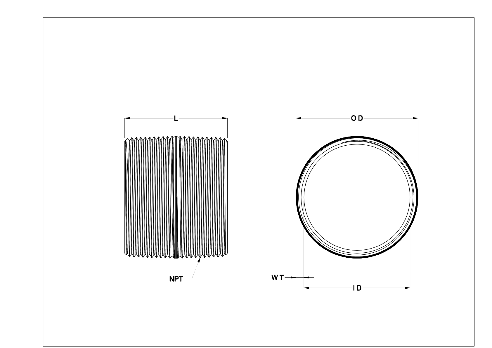 EFEJKFJB Standard-Wall Galvanized Steel Threaded Pipe Nipples and Pipe cad drawing