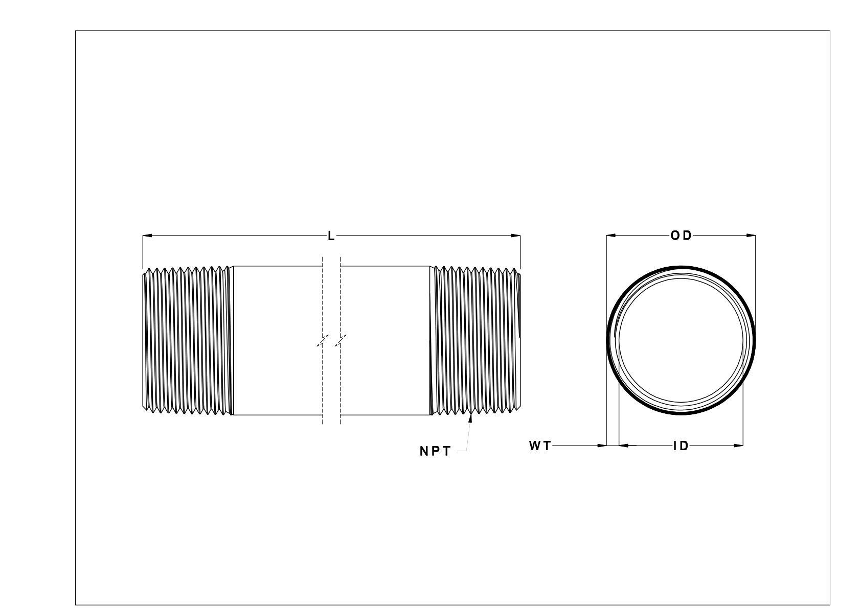 EFEJKHAI Standard-Wall Galvanized Steel Threaded Pipe Nipples and Pipe cad drawing