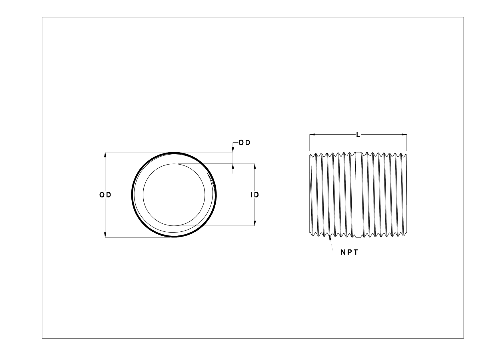 EFFAKCIB Thick-Wall Steel Threaded Pipe Nipples and Pipe cad drawing