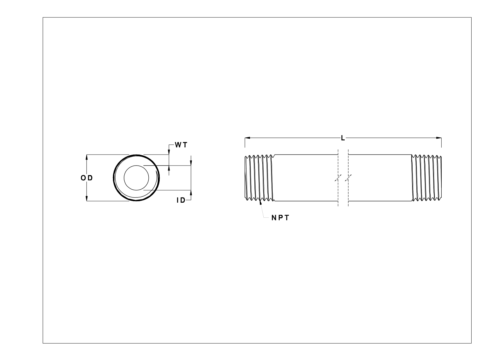 FABGTGD Thick-Wall Steel Threaded Pipe Nipples and Pipe cad drawing