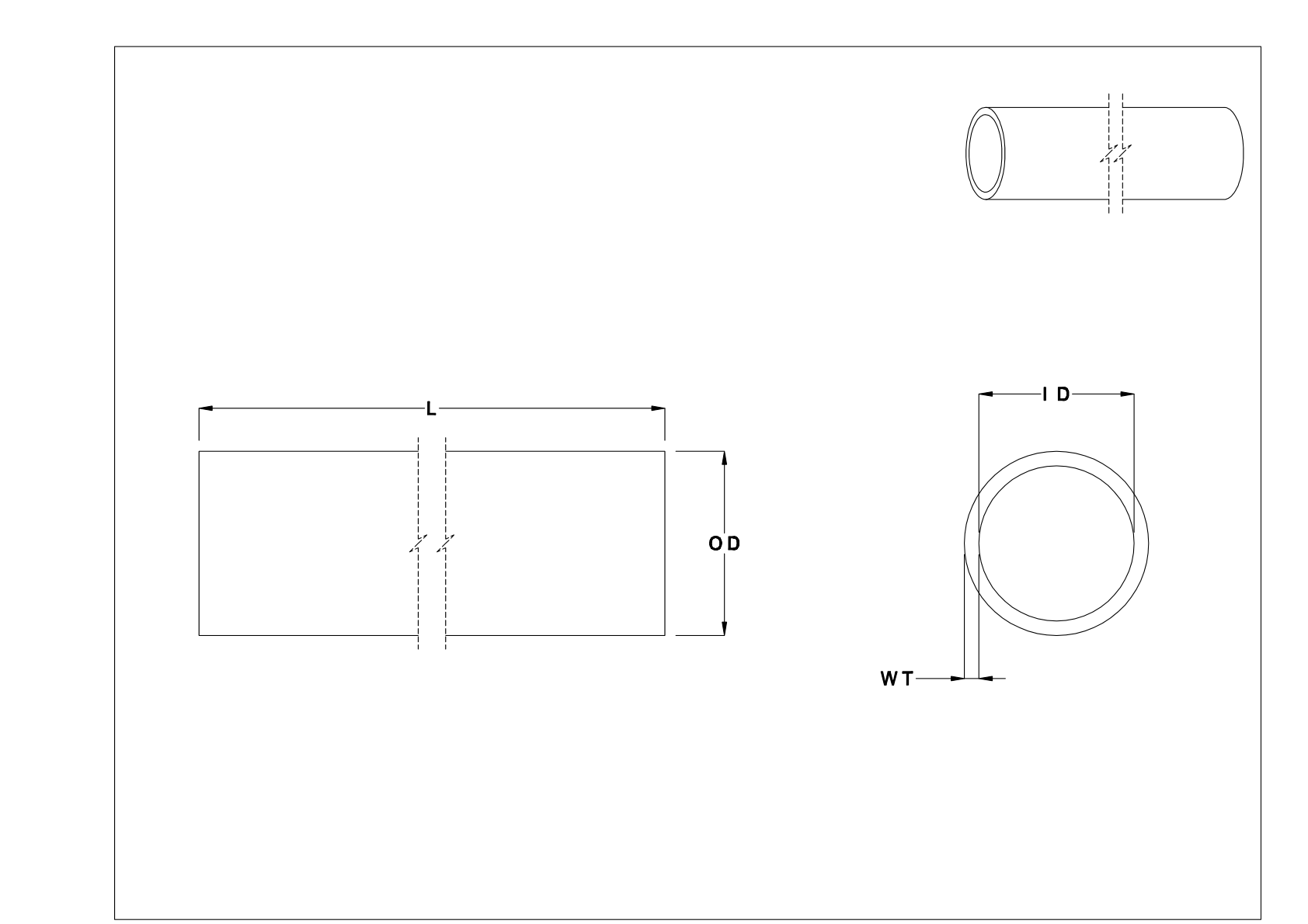 EFFJTCB Thick-Wall Aluminum Unthreaded Pipe Nipples and Pipe cad drawing