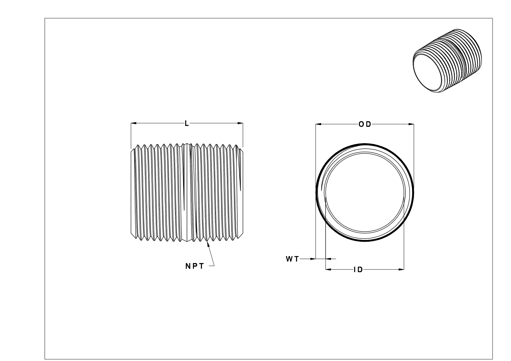 EFGIKDAB Espigas y tubos roscados de latón de pared estándar cad drawing