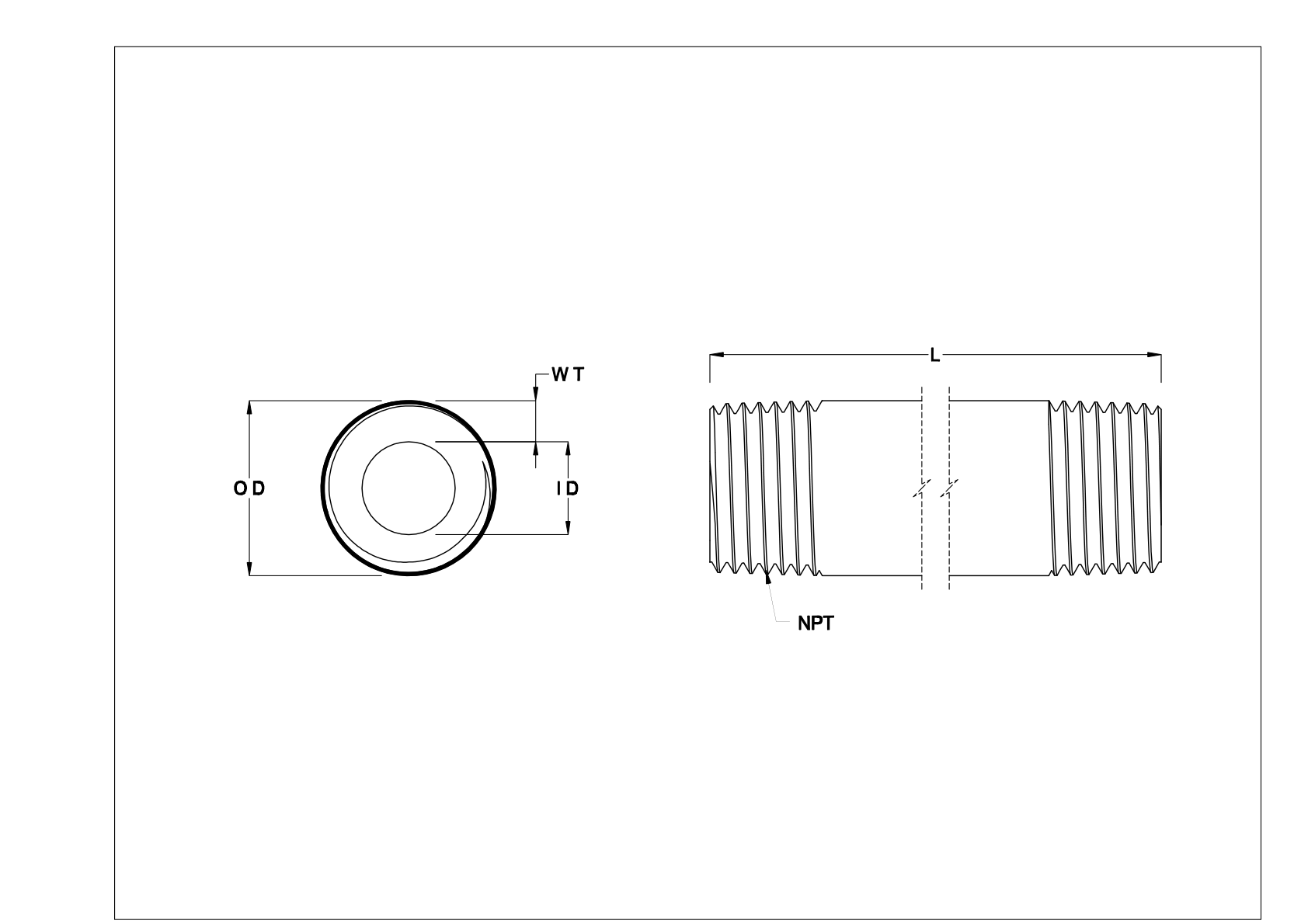 EIDJFKGEB Thick-Wall Stainless Steel Threaded Pipe Nipples and Pipe cad drawing