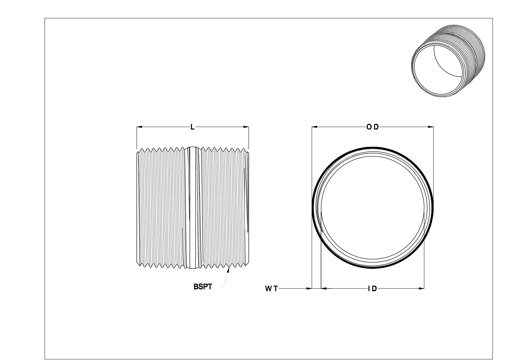 EHIIKEBJ Standard-Wall Steel Threaded Pipe Nipples and Pipe cad drawing