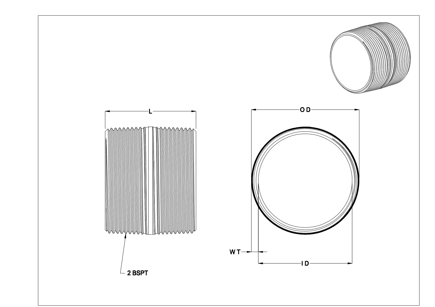 EICEKBBE Standard-Wall Brass Threaded Pipe Nipples and Pipe cad drawing