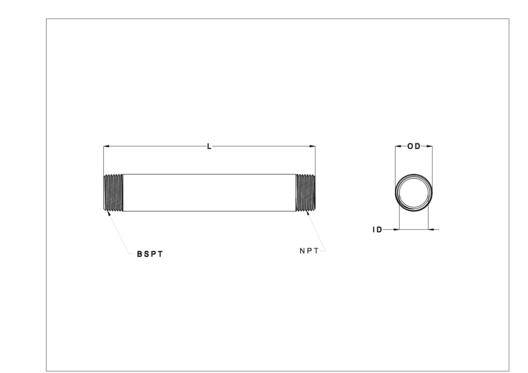 EIFJKDBF Standard-Wall Galvanized Steel Threaded Pipe Nipples and Pipe cad drawing