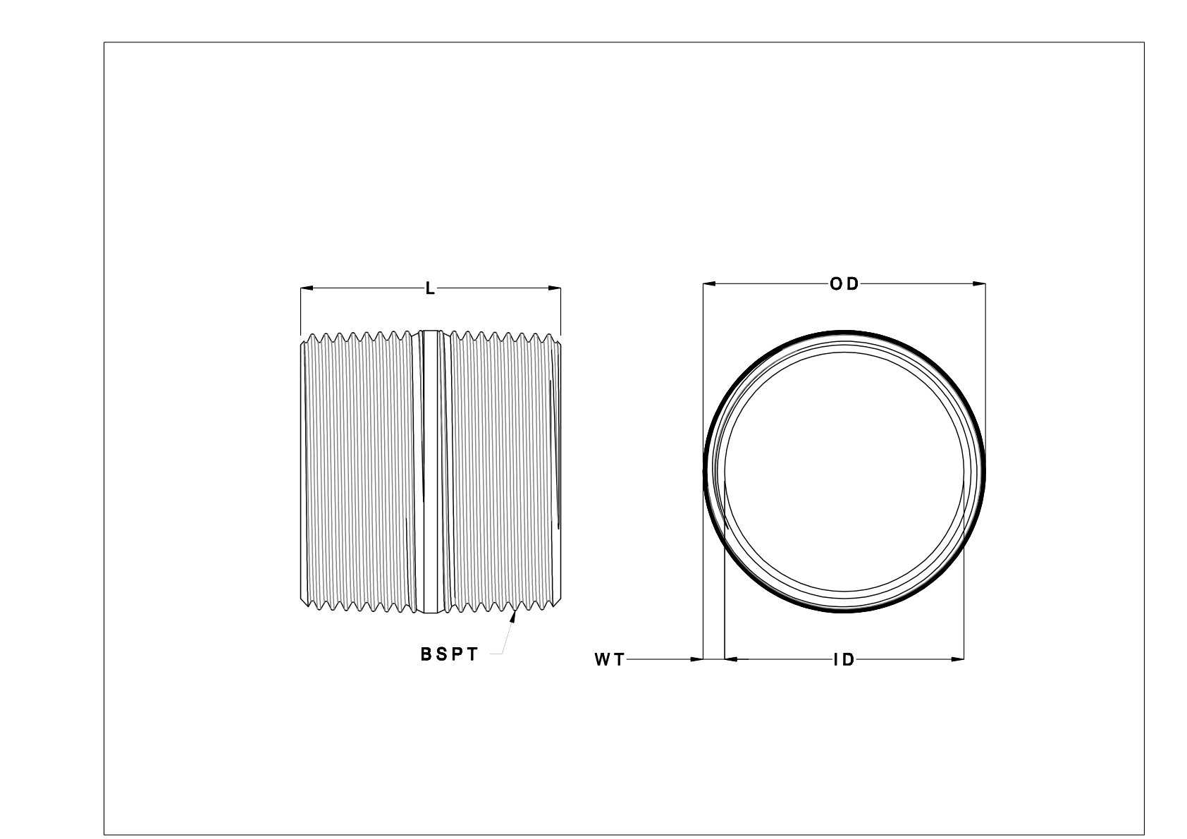 EIFJKEBF Espigas y tubos roscados de acero galvanizado de pared estándar cad drawing