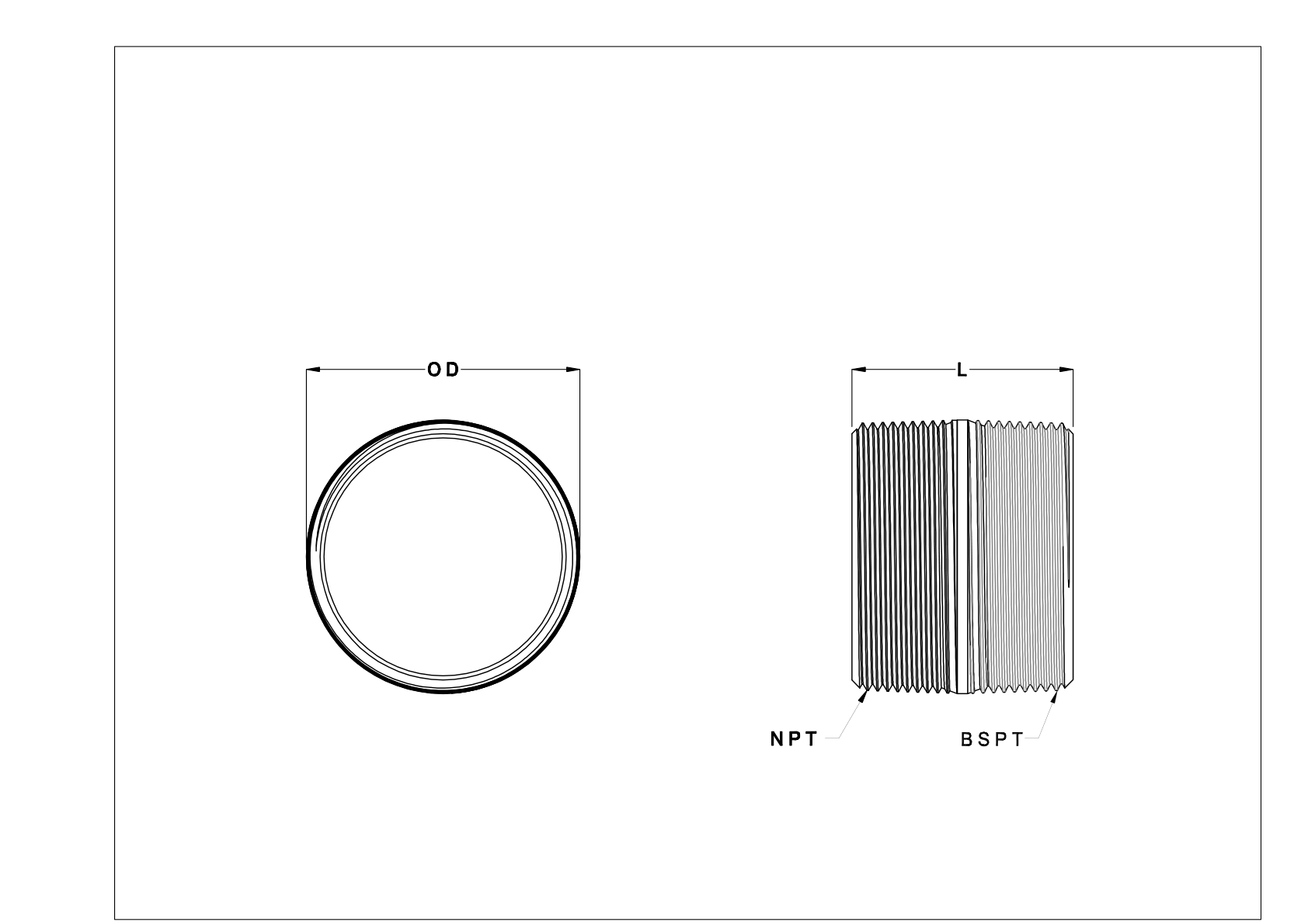 EIIIKBJG Espigas y tubos roscados de acero galvanizado de pared estándar cad drawing