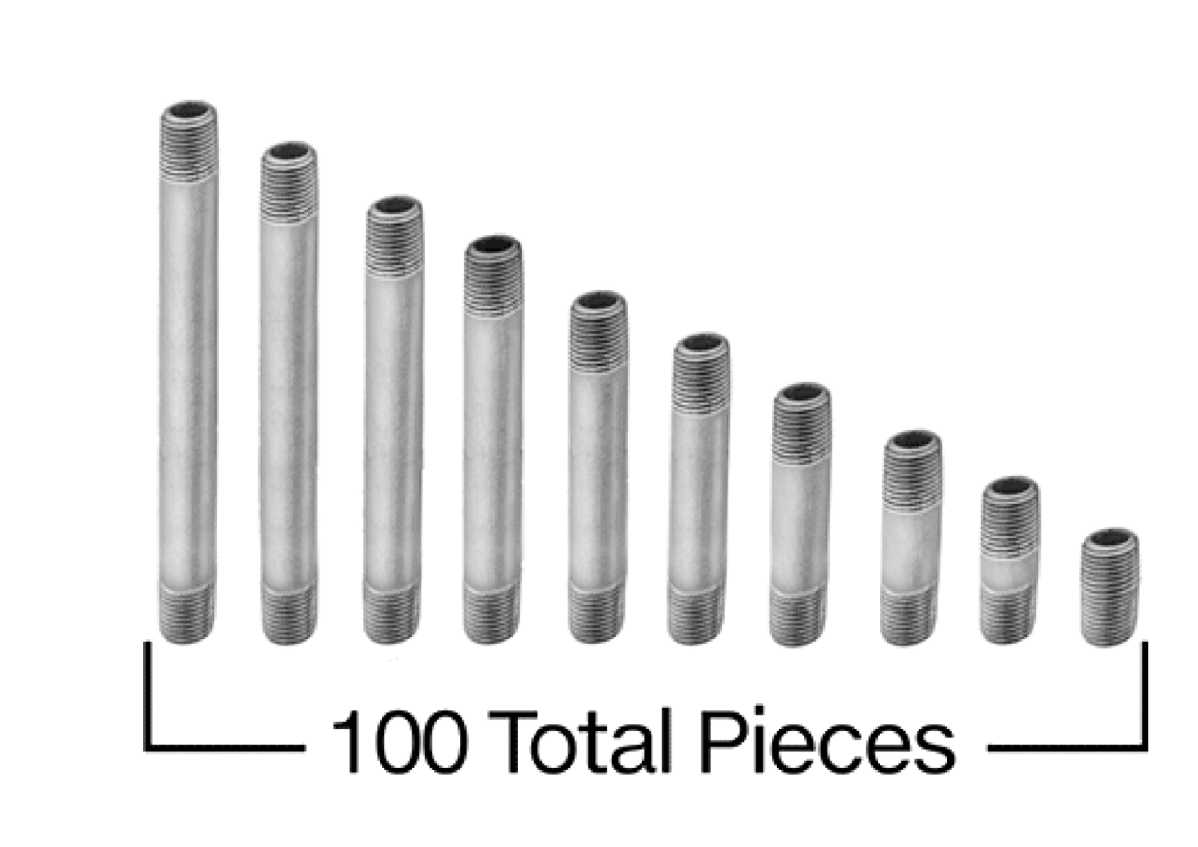 EJGHNBBG Standard-Wall Stainless Steel Threaded Pipe Nipple and Pipe Assortments cad drawing