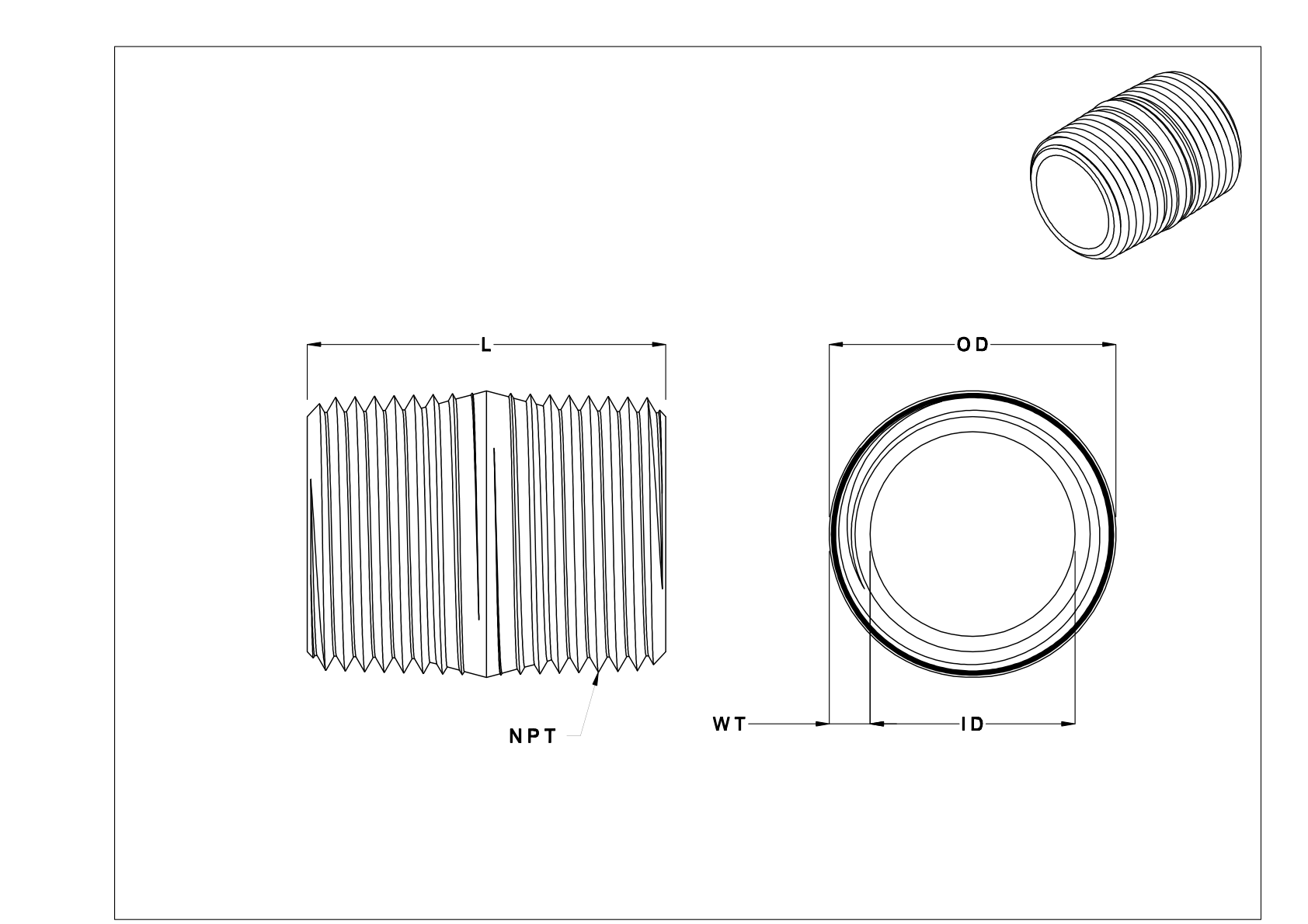 FAHIFKCAF High-Pressure Brass Threaded Pipe Nipples and Pipe with Sealant cad drawing