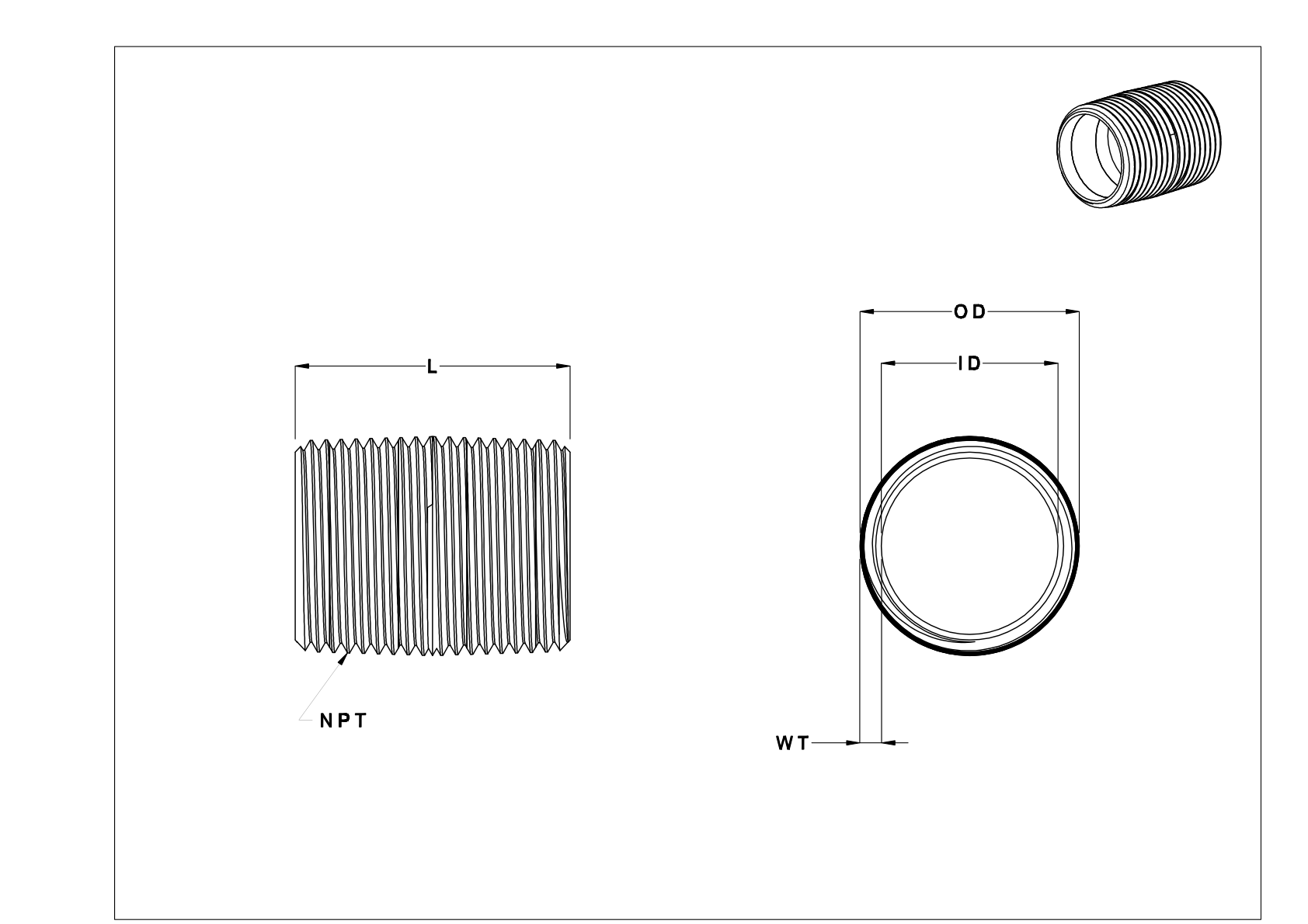 FAHIFKBFE High-Pressure Brass Threaded Pipe Nipples and Pipe cad drawing