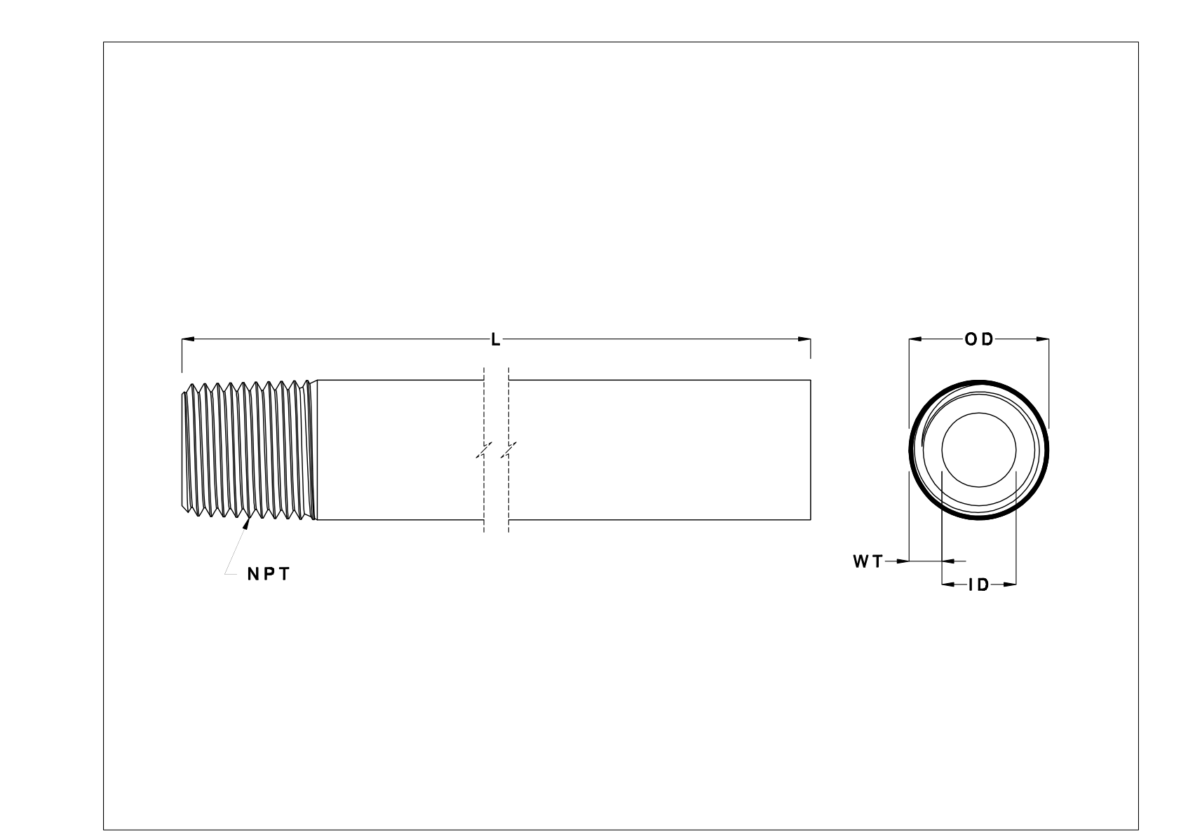 FAIBTDI Espigas y tubos roscados de acero de pared gruesa cad drawing